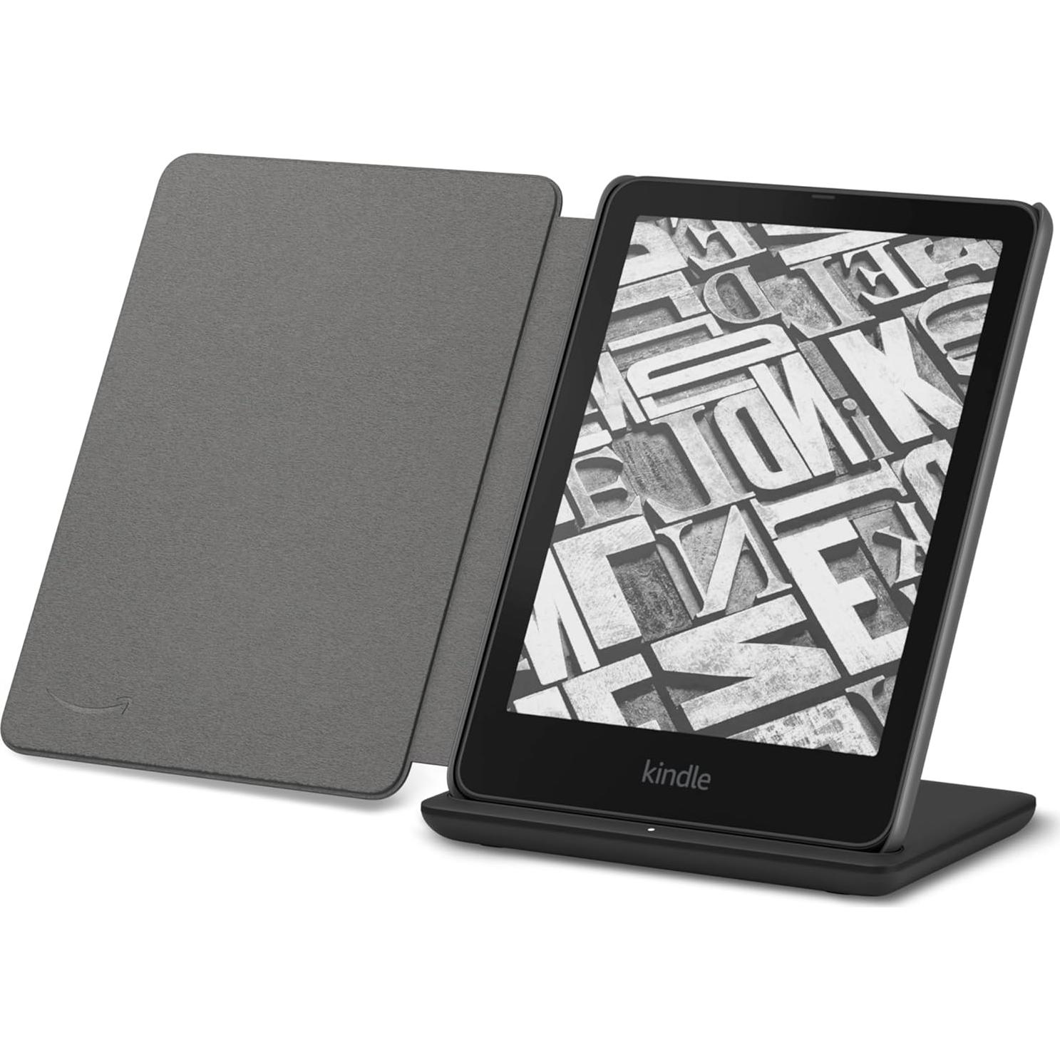 Kindle Paperwhite Signature Edition Essentials Bundle including All-new Kindle Paperwhite Signature Edition (32GB) - Black, Plant-Based Leather Cover - Black, and Wireless Charging Dock