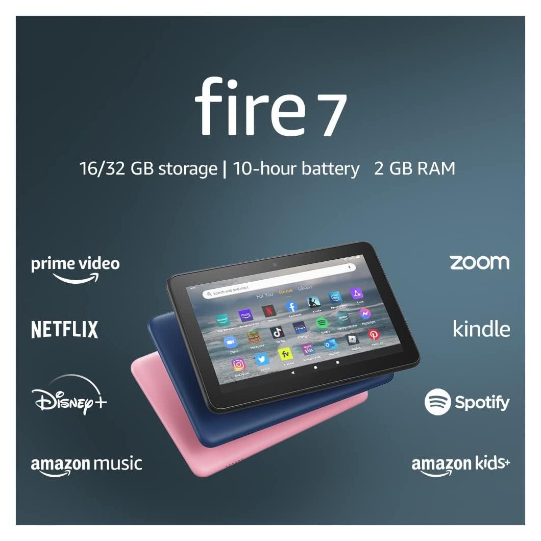 Like-New Amazon Fire 7 tablet (newest model) 7” display, read and watch, under $60 with 10-hour battery life, 16 GB, Black
