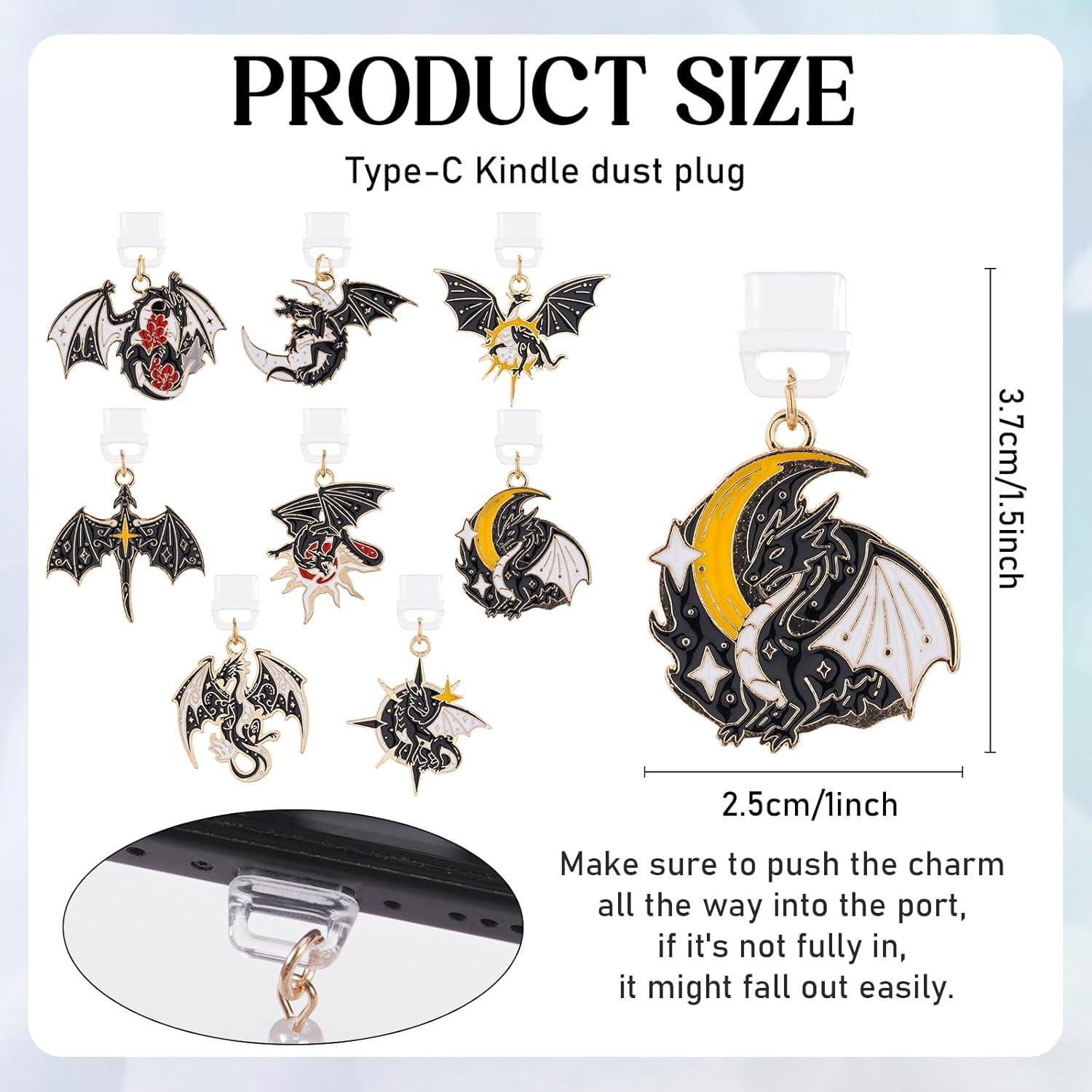 Encantos de Tapón de Polvo Tipo C TAKEALOOKO - 8 Piezas Dragones