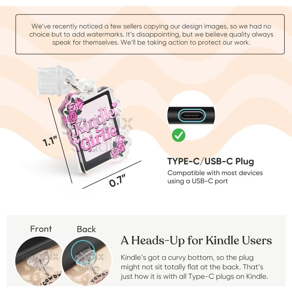 9 Encantos Acrílicos para E-Reader Yoppix Tipo C Divertidos