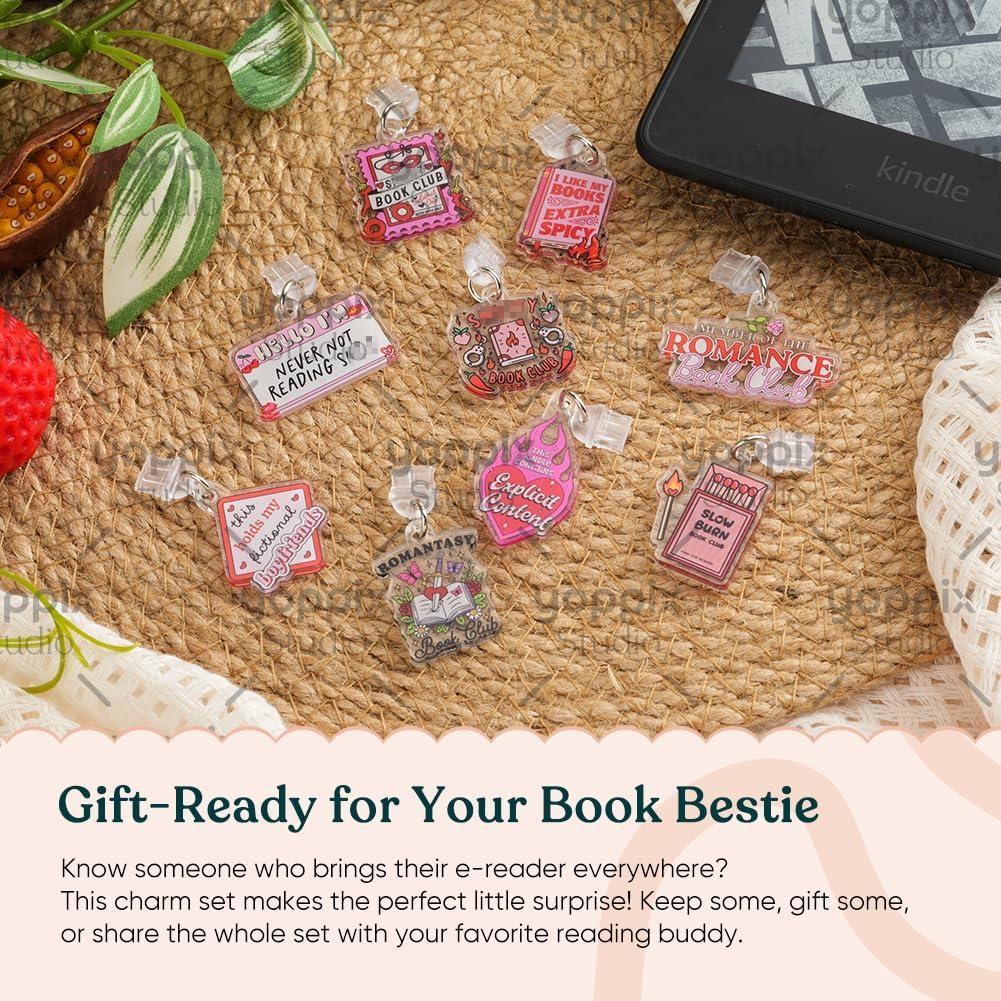 9 Encantos Acrílicos para E-Reader Yoppix Tipo C Divertidos