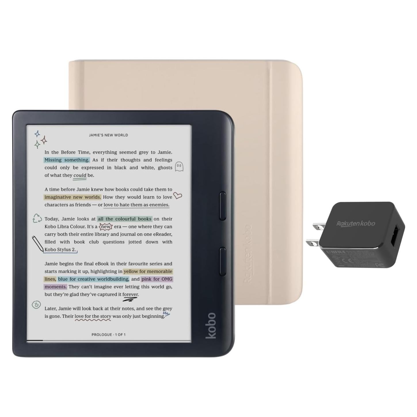 eReader Kobo Libra Color 32GB con Funda y Adaptador CA