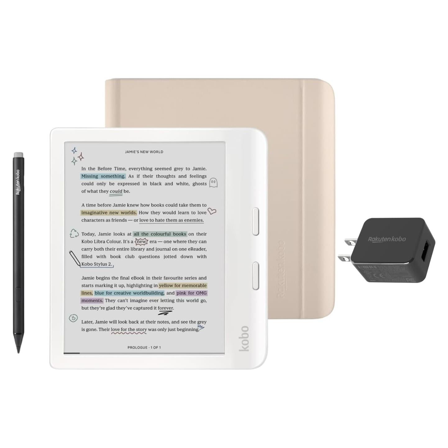 eReader Kobo Libra Color Blanco 32GB con Funda y Stylus