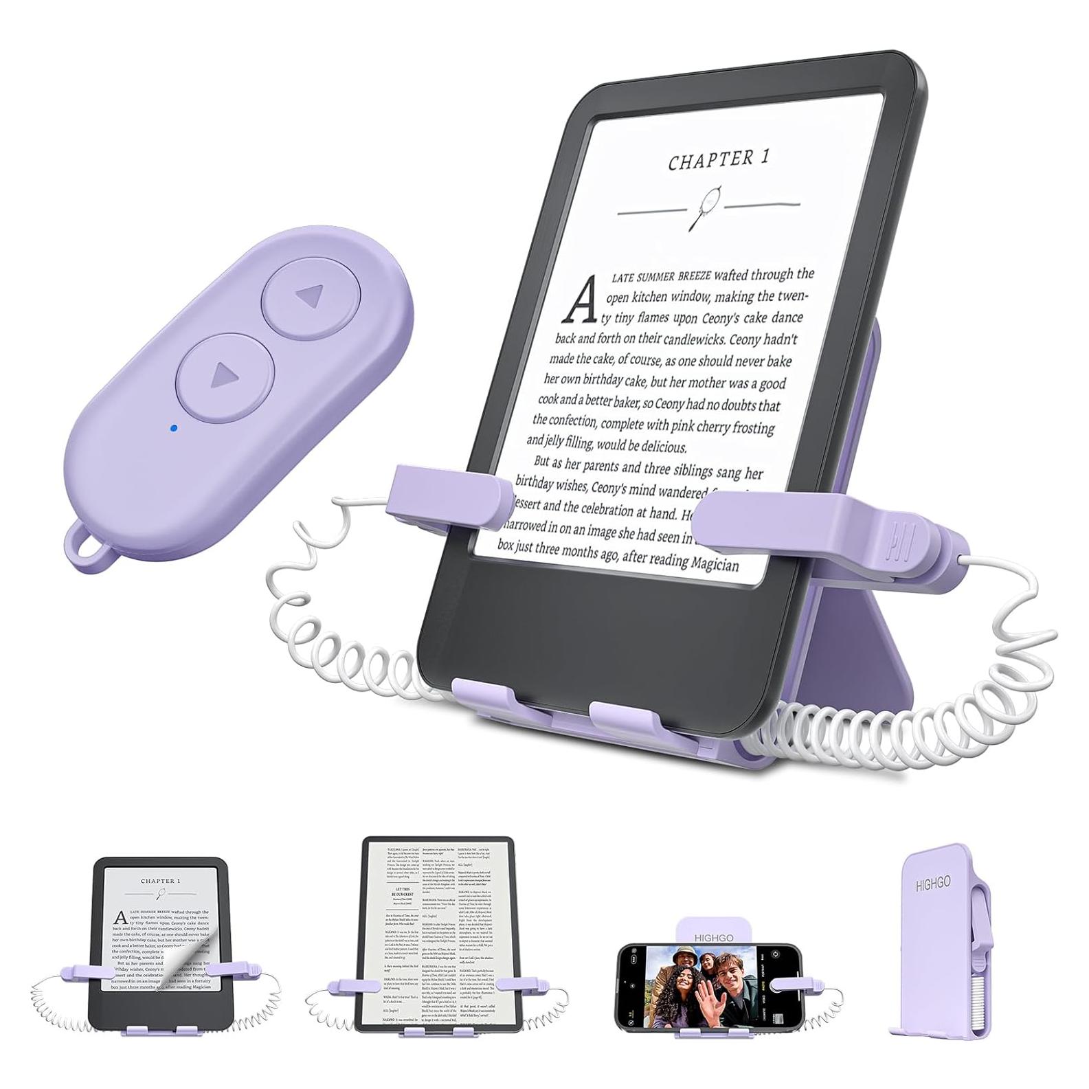 Control Remoto Pasador de Página para Kindle y Soporte Púrpura