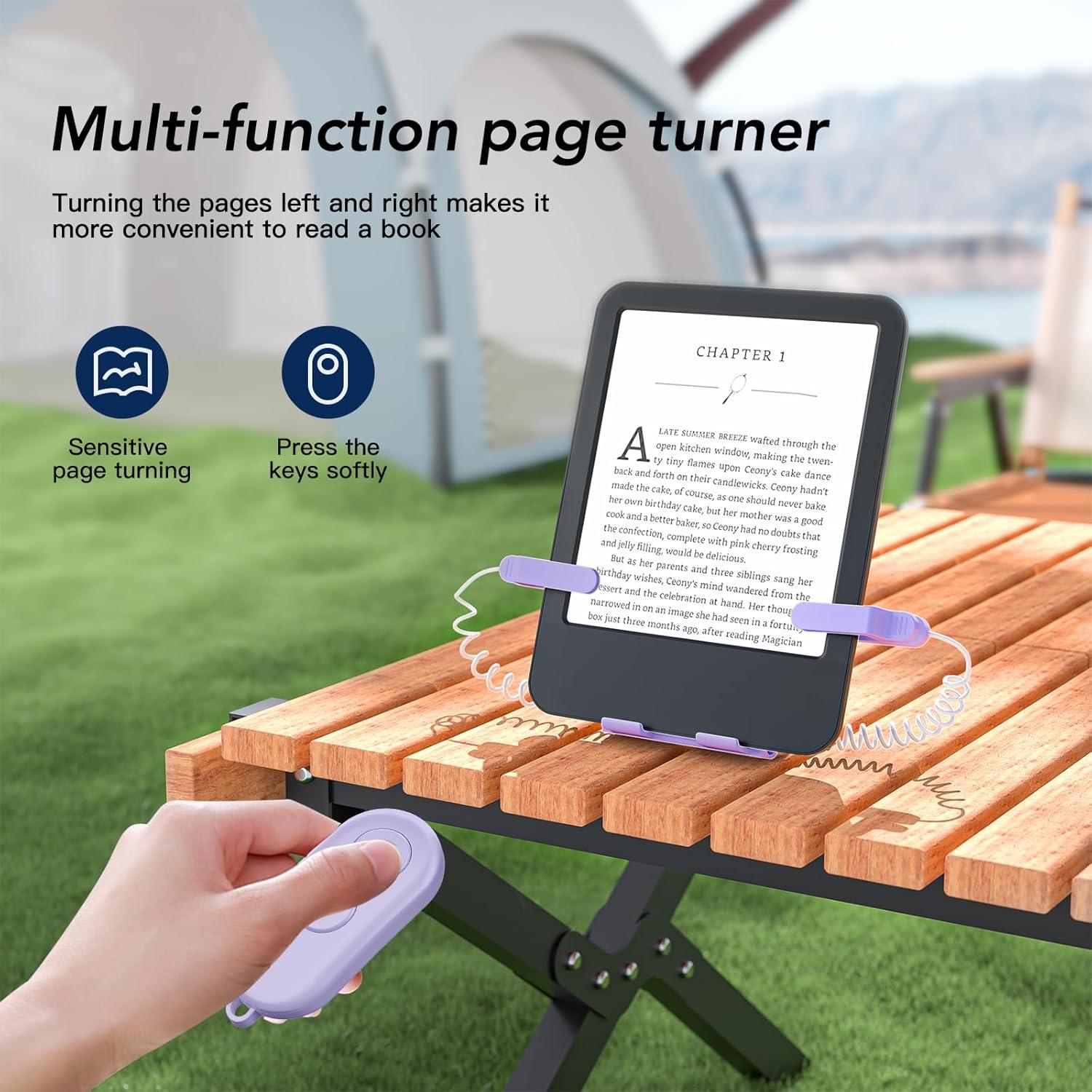 Control Remoto Pasador de Página para Kindle y Soporte Púrpura