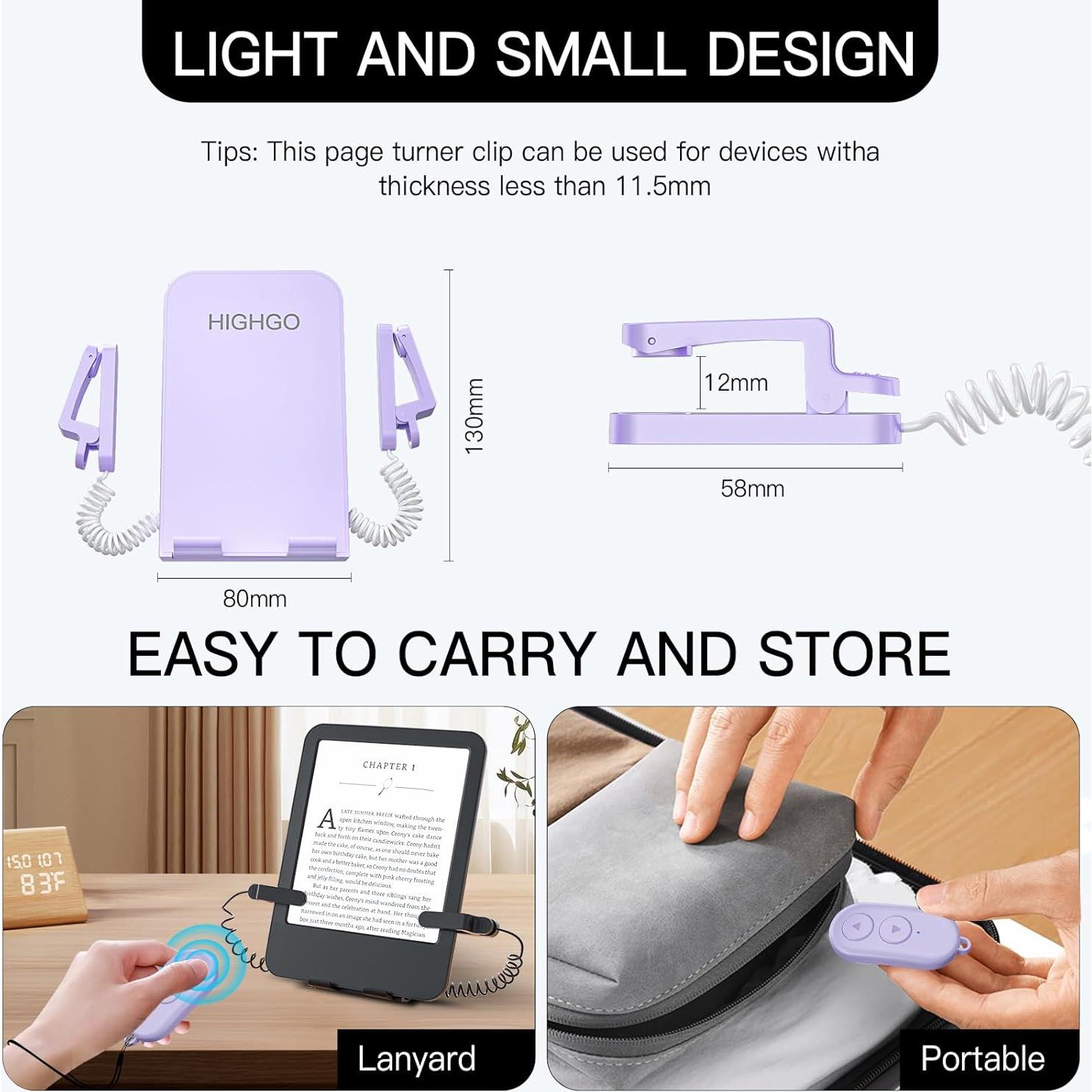 Control Remoto Pasador de Página para Kindle y Soporte Púrpura