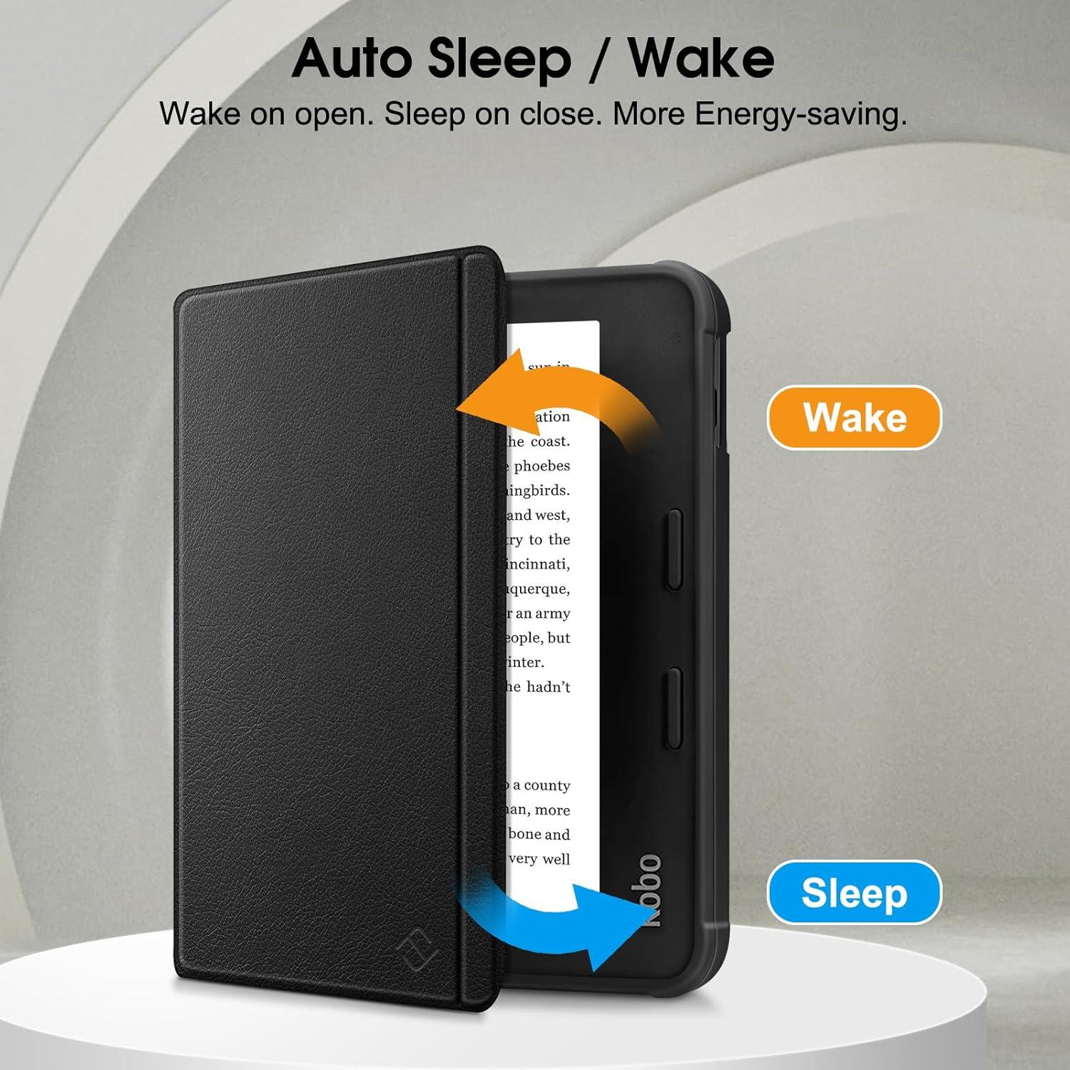 Funda Slim Fintie para eReader Kobo Libra 7" 2024/2021 - TPU Negro