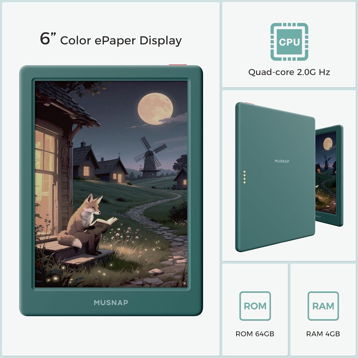 Lector de eBooks Neo C 64GB 4GB Pantalla Color 6" E Ink