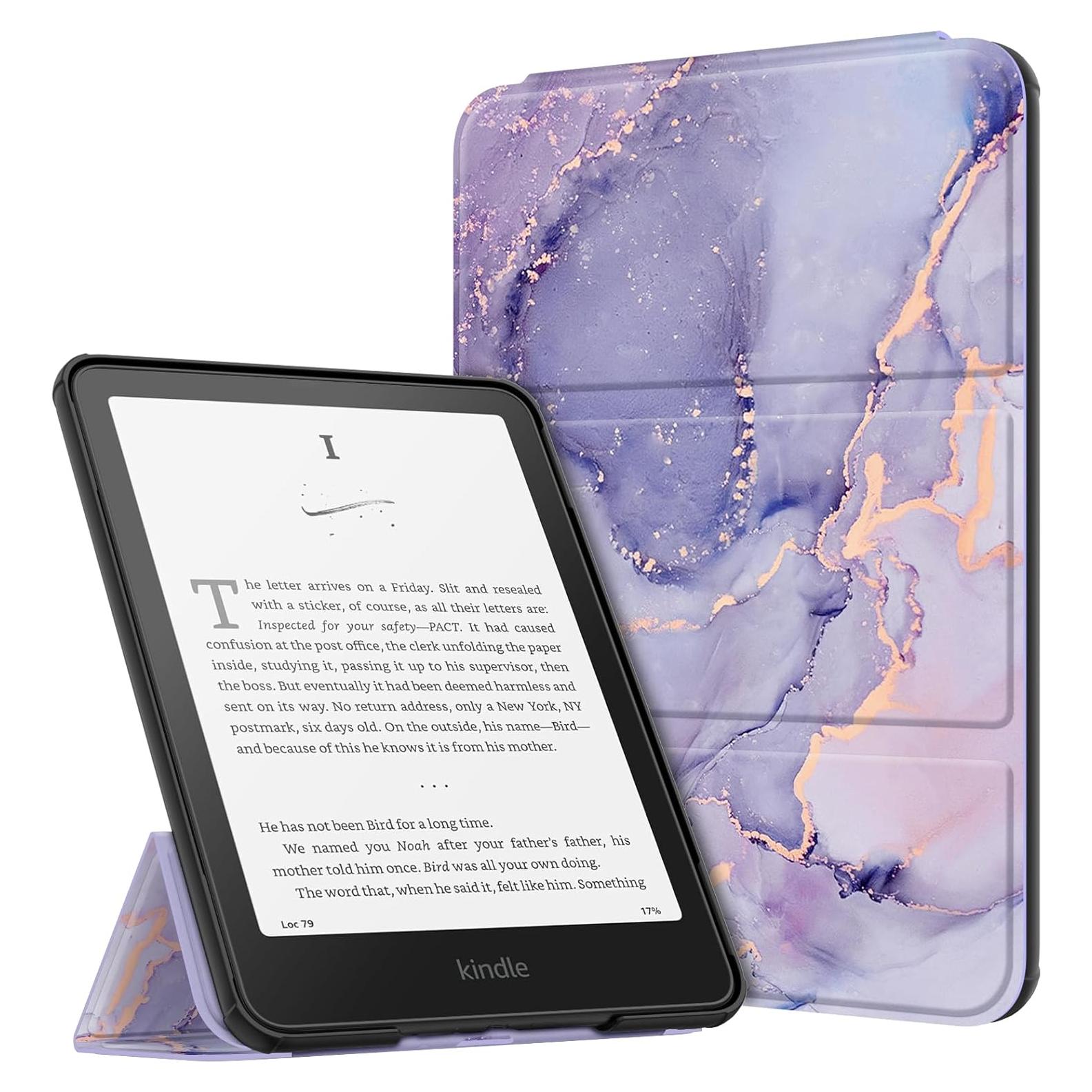 Funda Trifold Fintie para Kindle Paperwhite 2024 - Mármol Lila