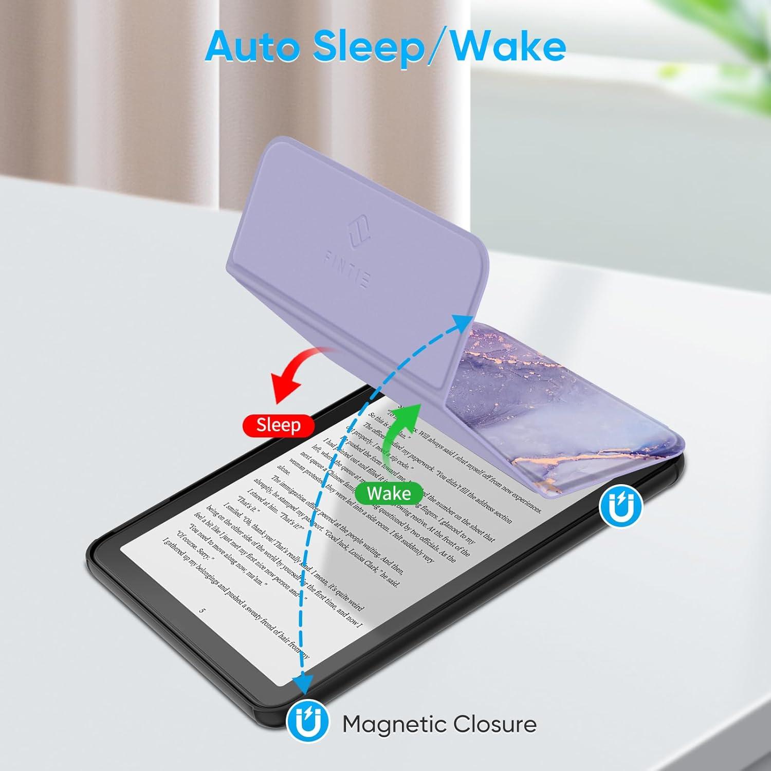 Funda Trifold Fintie para Kindle Paperwhite 2024 - Mármol Lila