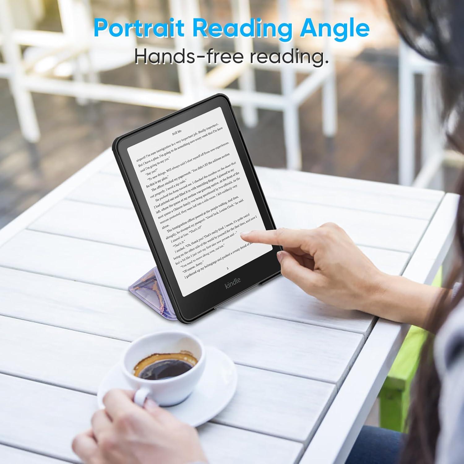 Funda Trifold Fintie para Kindle Paperwhite 2024 - Mármol Lila