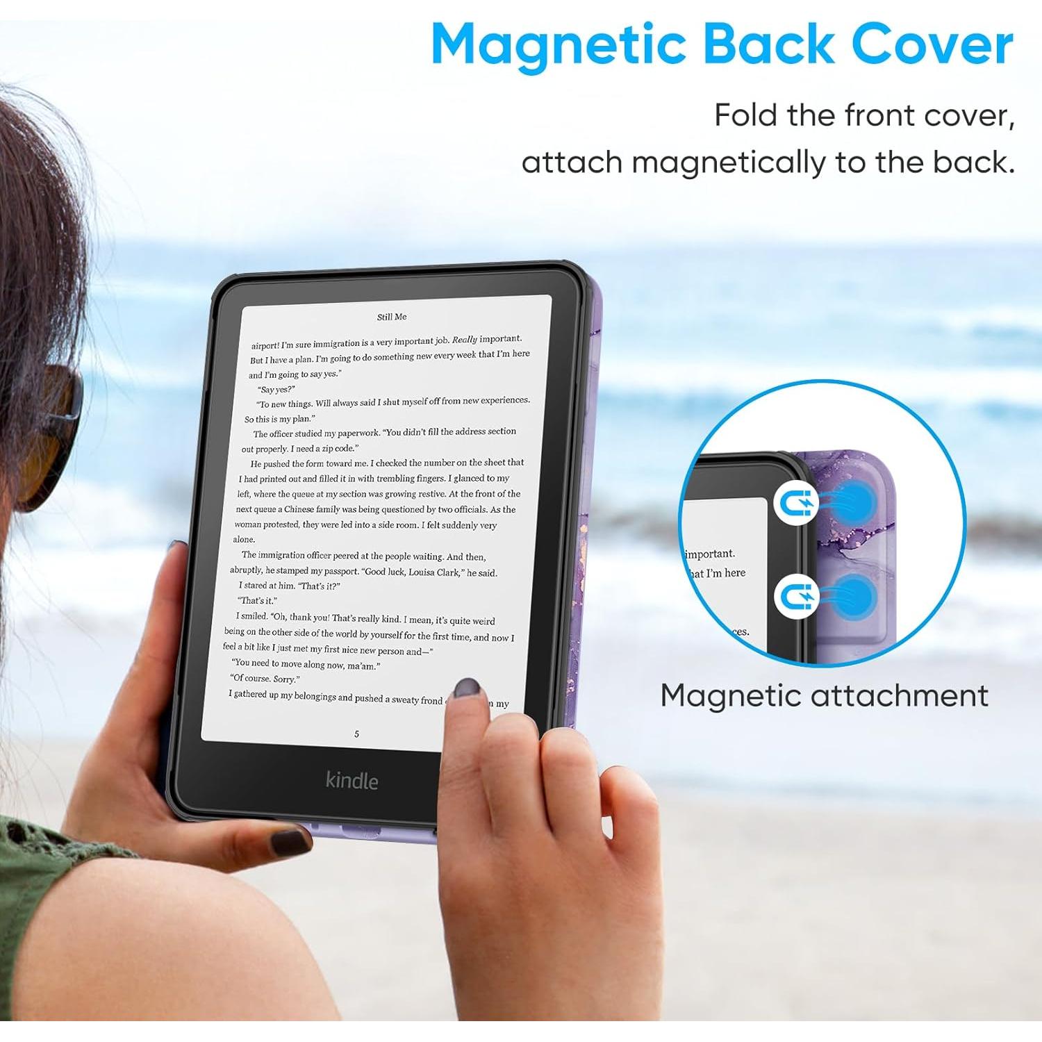 Funda Trifold Fintie para Kindle Paperwhite 2024 - Mármol Lila