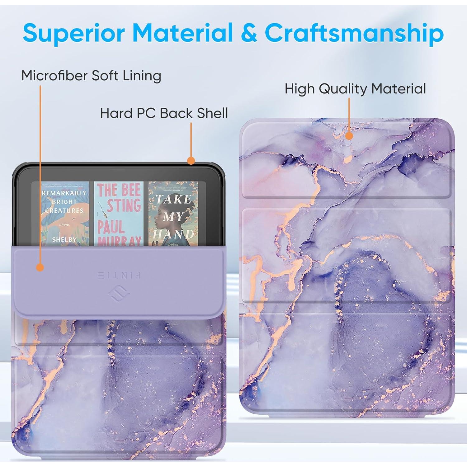 Funda Trifold Fintie para Kindle Paperwhite 2024 - Mármol Lila