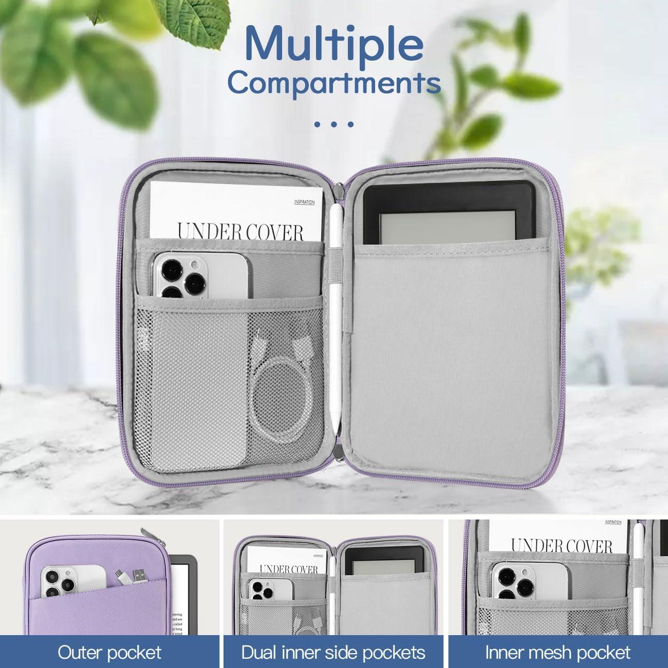 Funda de transporte Vinabilia para Kindle 6-7" Gris Púrpura