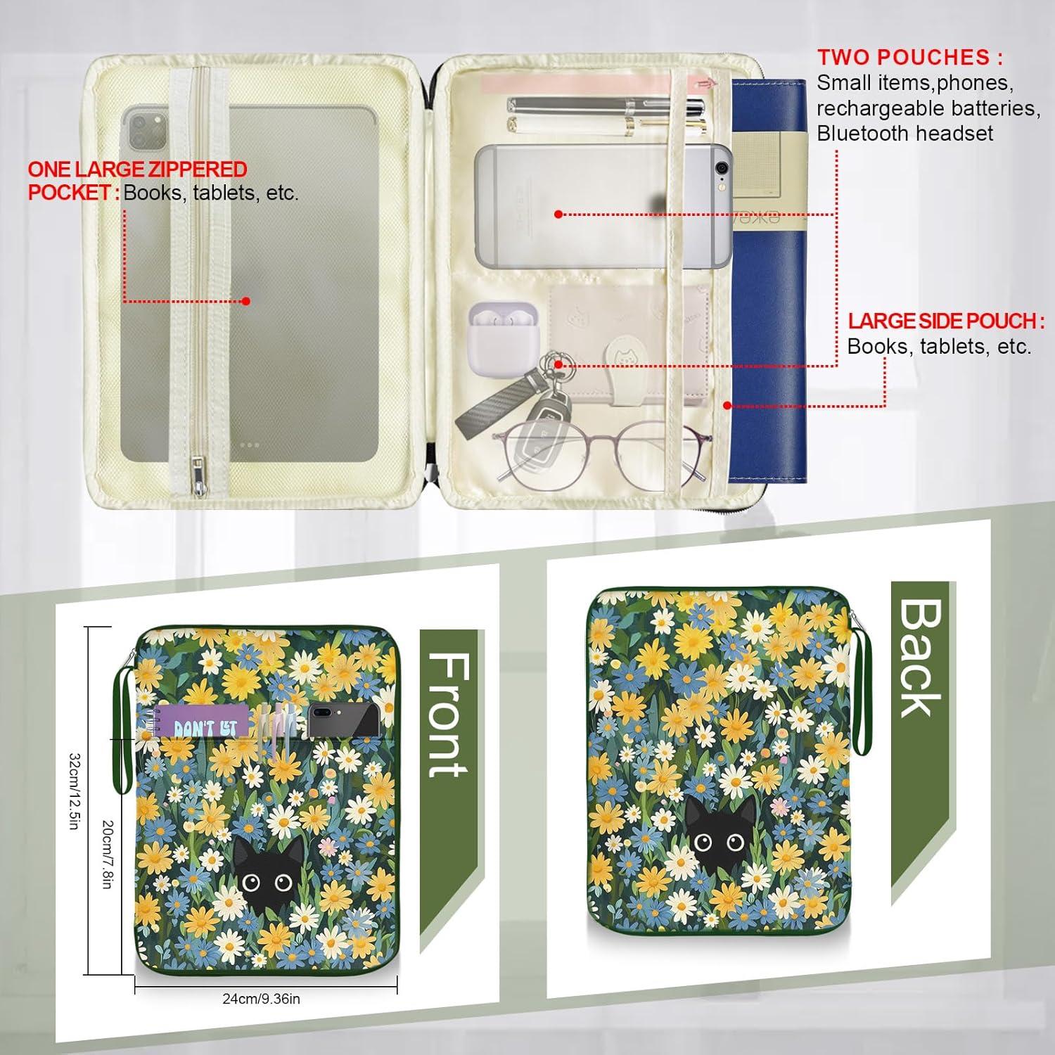 Funda de libro impermeable LAOTANGJIA Gato y Flor 34.8x25.9cm