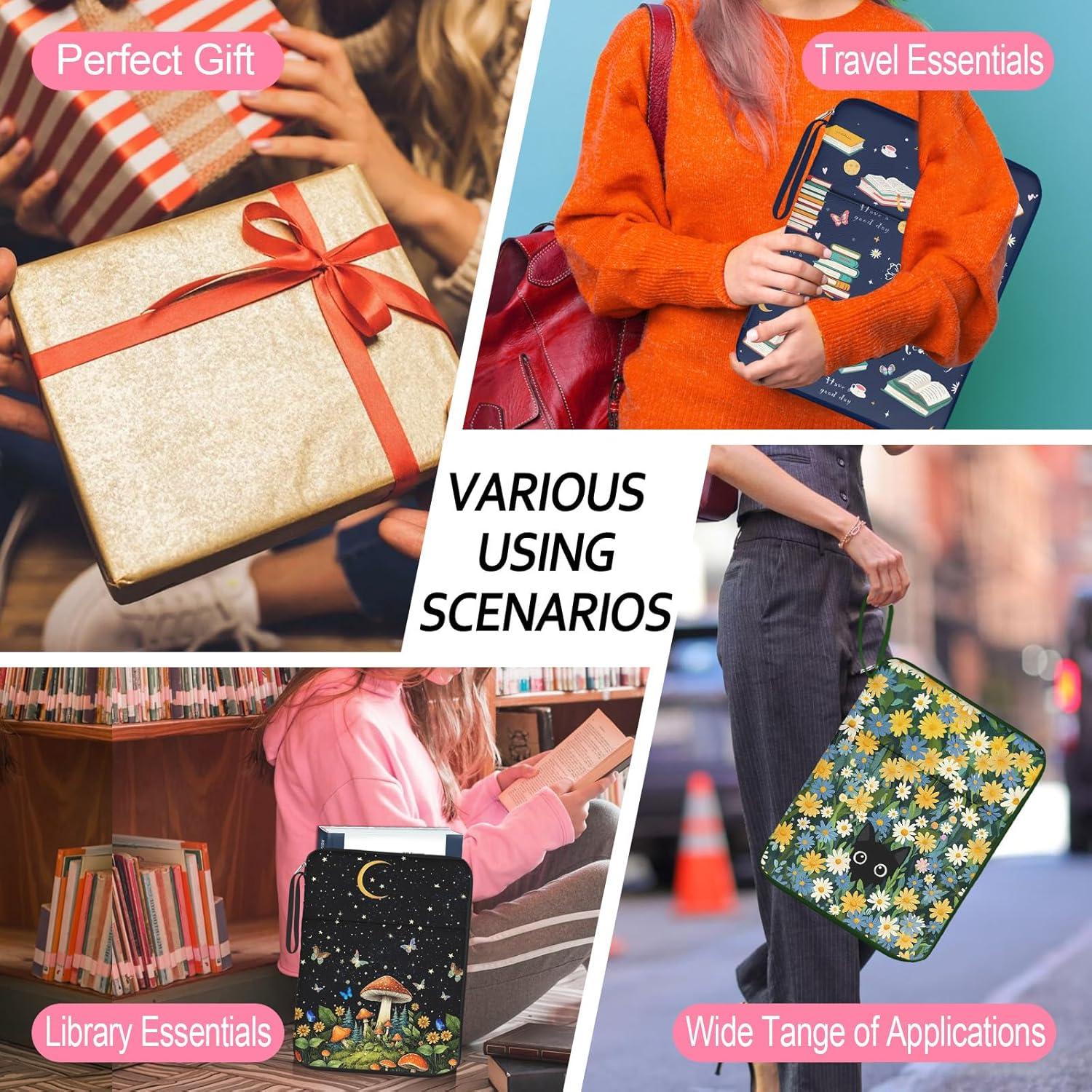 Funda de libro impermeable LAOTANGJIA Gato y Flor 34.8x25.9cm