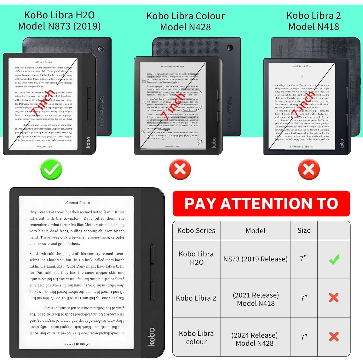 Funda Protectora Protycover para Kobo Libra H2O - Cuero PU, Automático