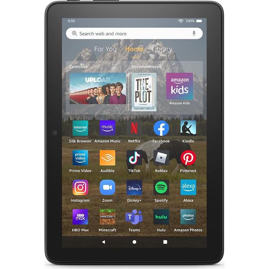 Amazon Fire HD 8 tablet, 8” HD Display, 32 GB, 30% faster processor, designed for portable entertainment, (2022 release), Black