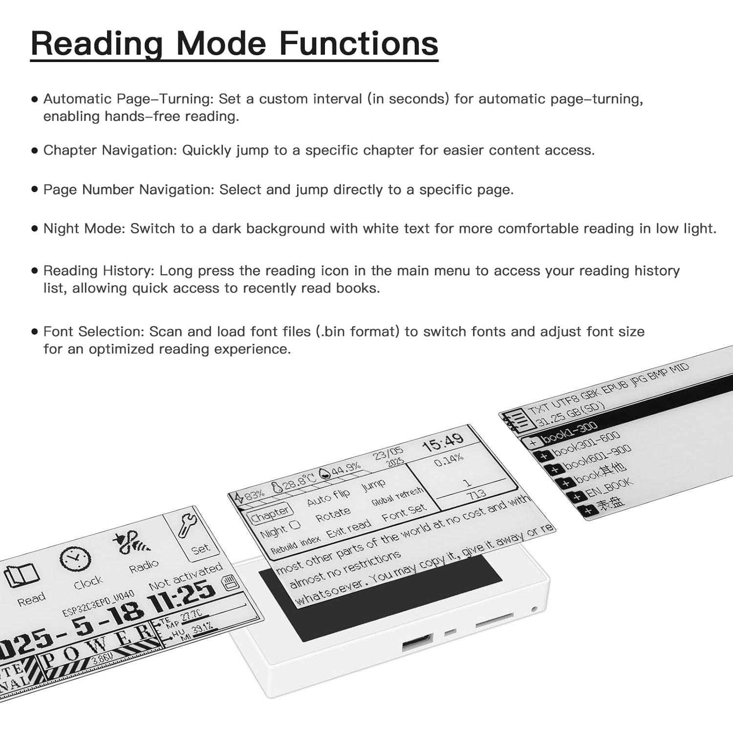 Mini Lector de E-Book Hamgeek RW01 Pantalla 2.66" Tinta