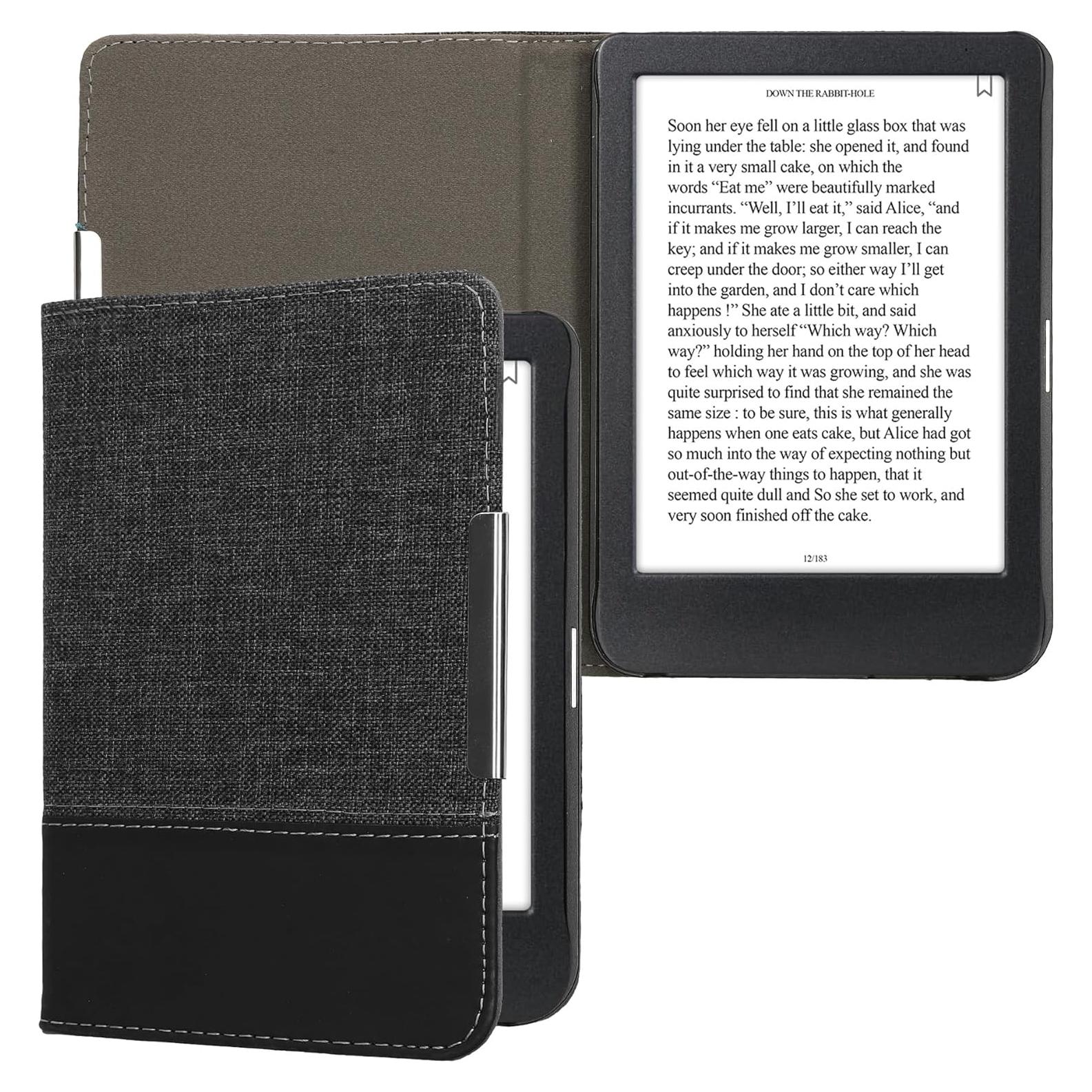 Funda Kobo Clara BW/Color kwmobile de PU Cuero y Lona - Antracita/Negro