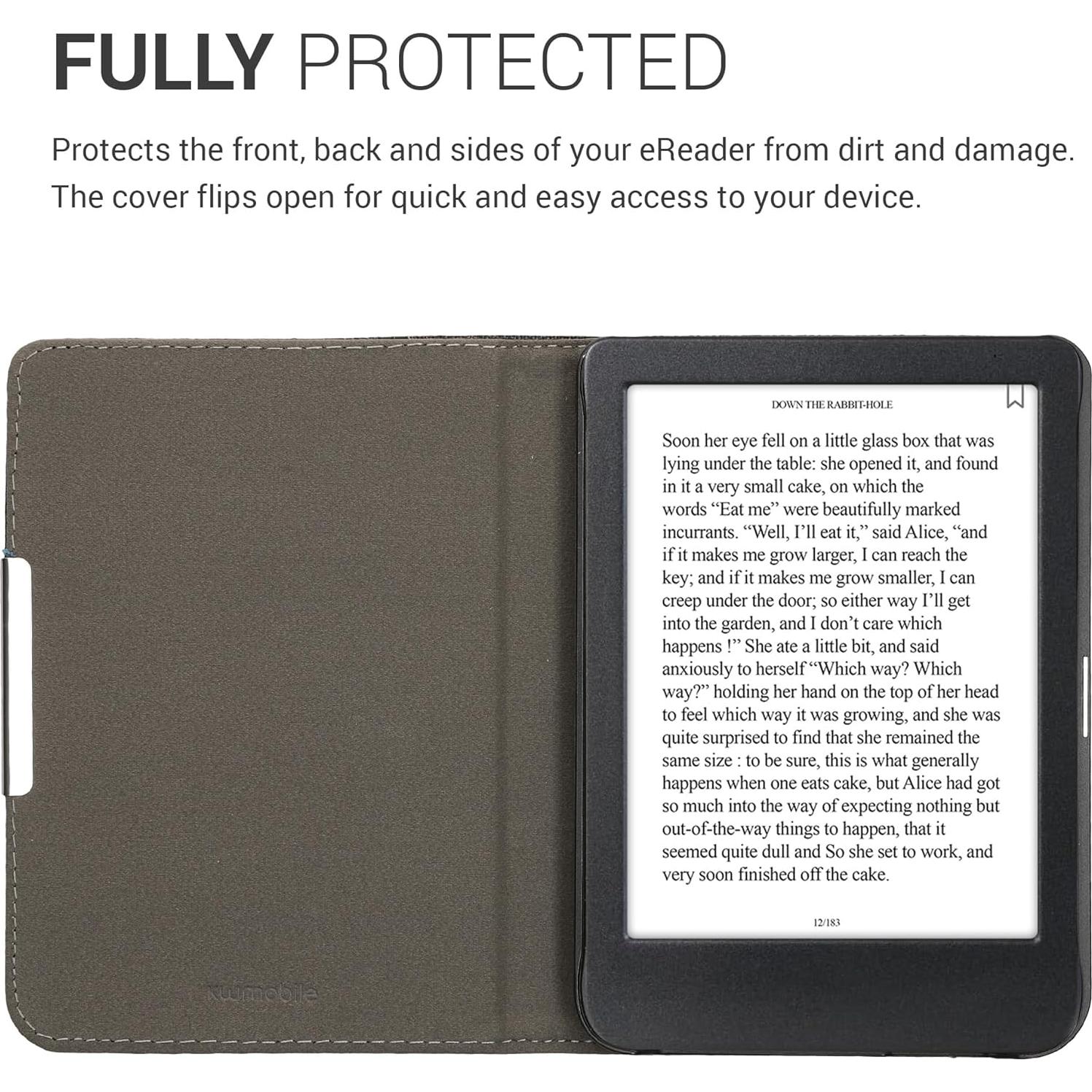 Funda Kobo Clara BW/Color kwmobile de PU Cuero y Lona - Antracita/Negro