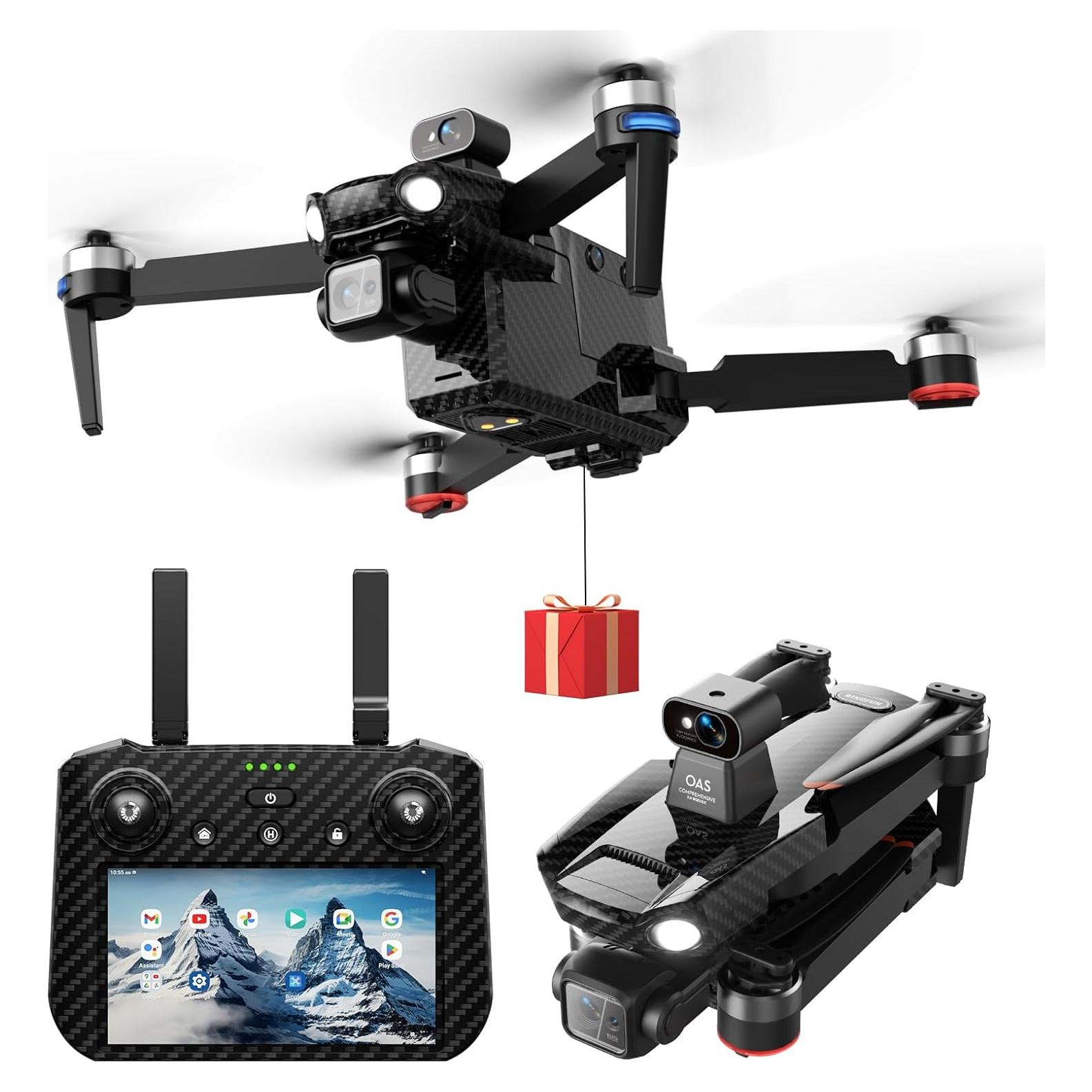 Upgraded Professional Drones with Camera for Adults 4K HD 3 Axis Gimbal EIS, 360° Obstacle Avoidance, Payload Release, Tablet Touch Screen Controller, Up to 5 Miles Range, 84 Minutes Long Battery, Time-lapse, Follow Me, GPS Safe Height Auto Return