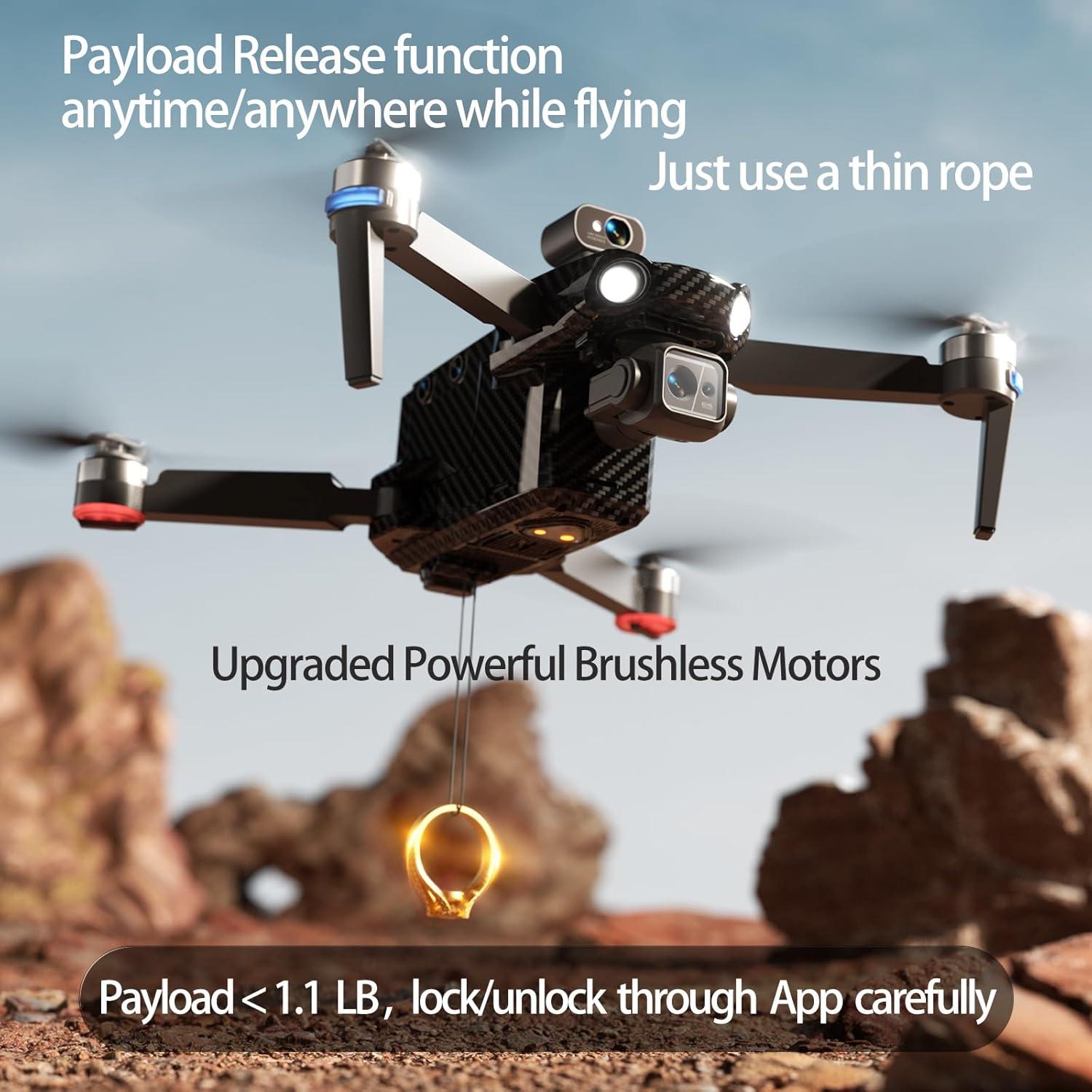 Upgraded Professional Drones with Camera for Adults 4K HD 3 Axis Gimbal EIS, 360° Obstacle Avoidance, Payload Release, Tablet Touch Screen Controller, Up to 5 Miles Range, 84 Minutes Long Battery, Time-lapse, Follow Me, GPS Safe Height Auto Return