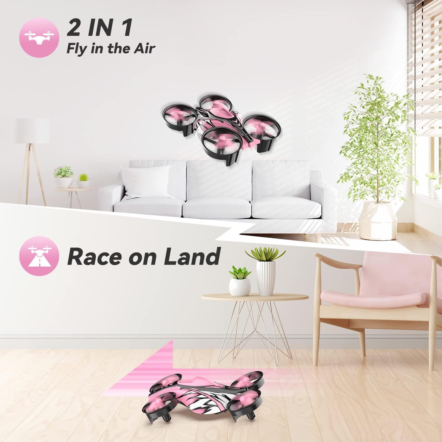 Mini Dron Quadcopter SPINORBITOR EC200 Rosa 2 en 1 con LED