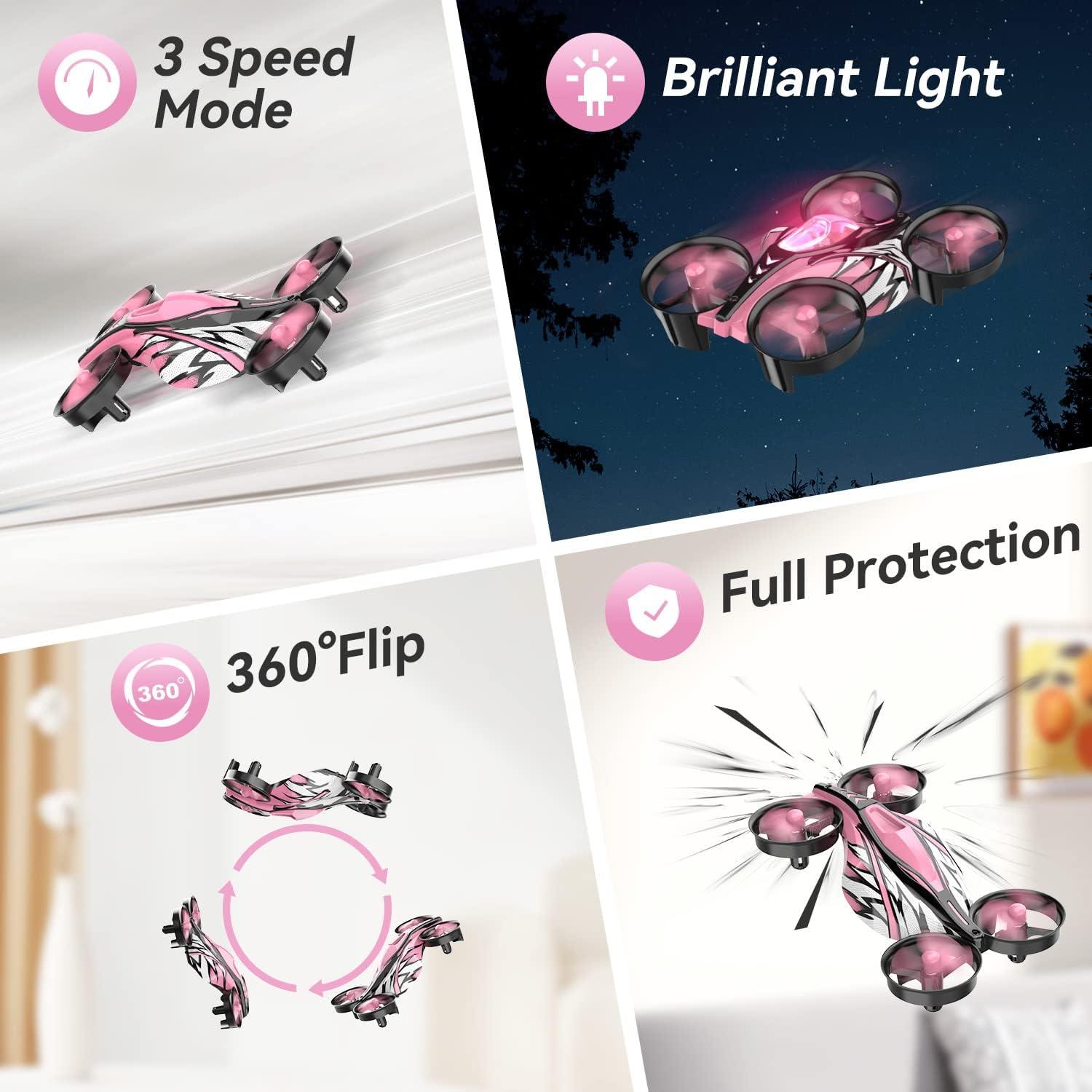 Mini Dron Quadcopter SPINORBITOR EC200 Rosa 2 en 1 con LED
