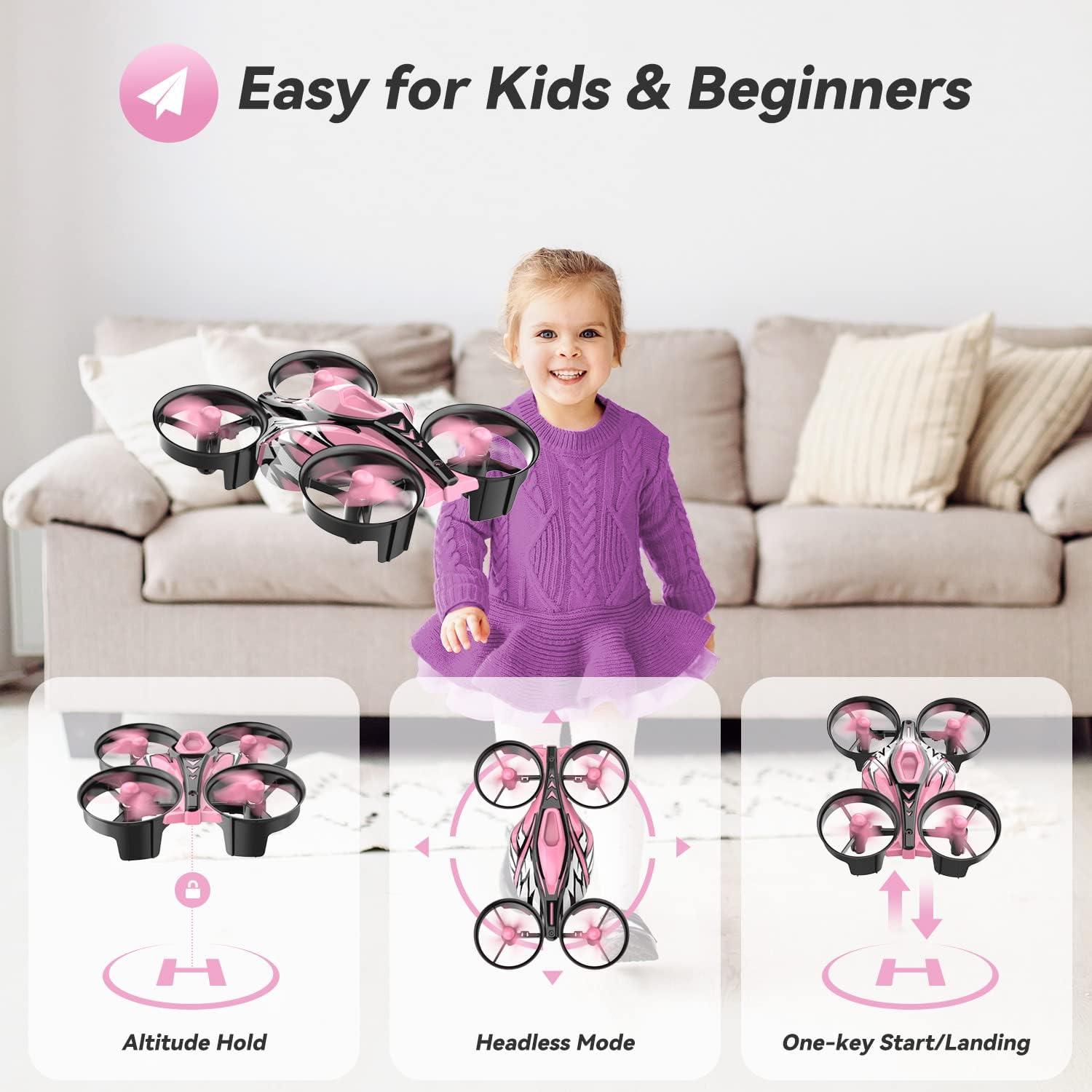 Mini Dron Quadcopter SPINORBITOR EC200 Rosa 2 en 1 con LED