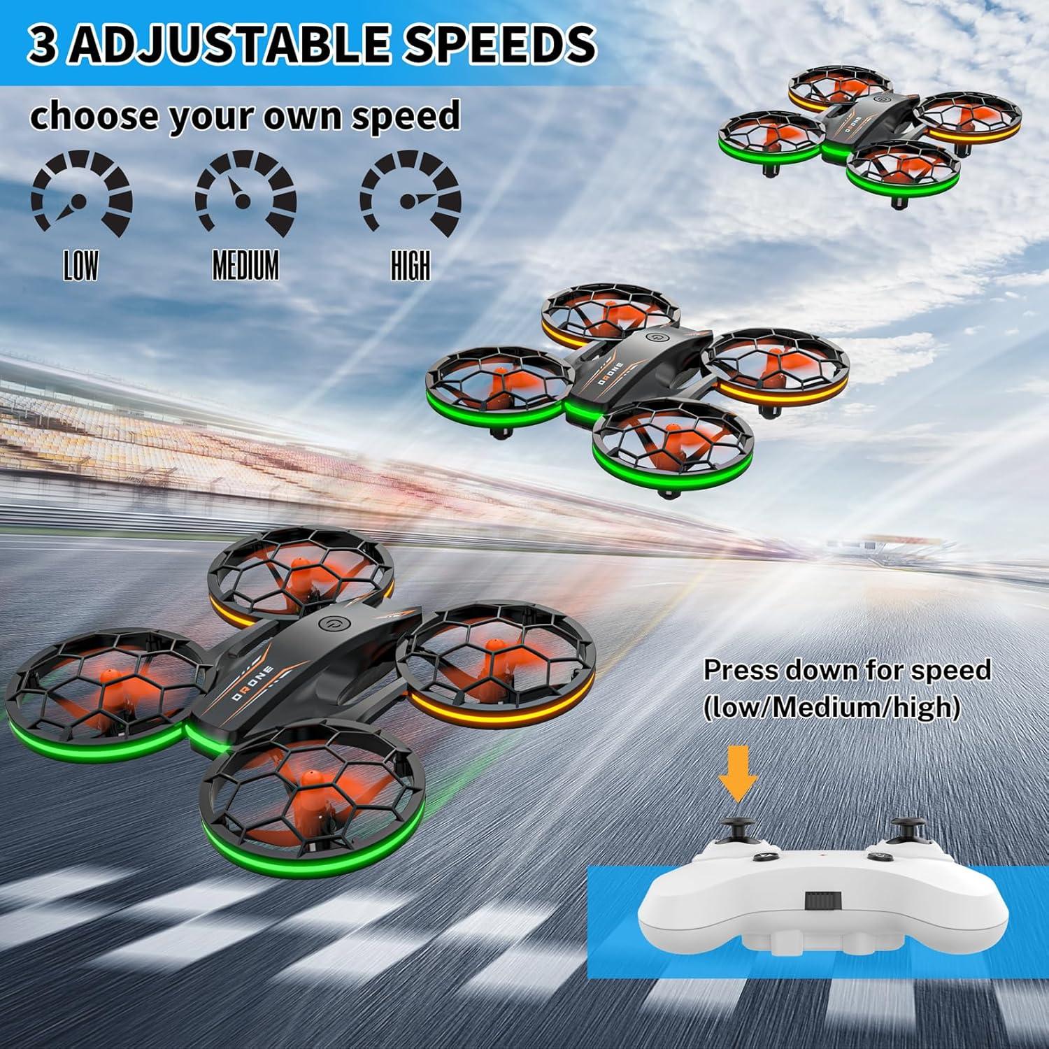 Dron RC Epstur con Hover Automático y 3 Baterías LED