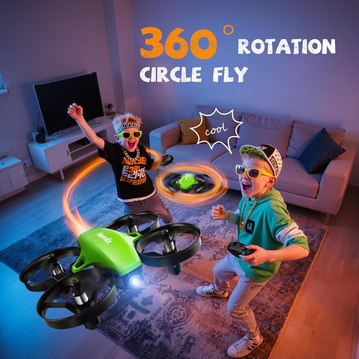 Dron Mini Veeniix V995 Verde para Niños - Vuelo 3D y Acrobacias