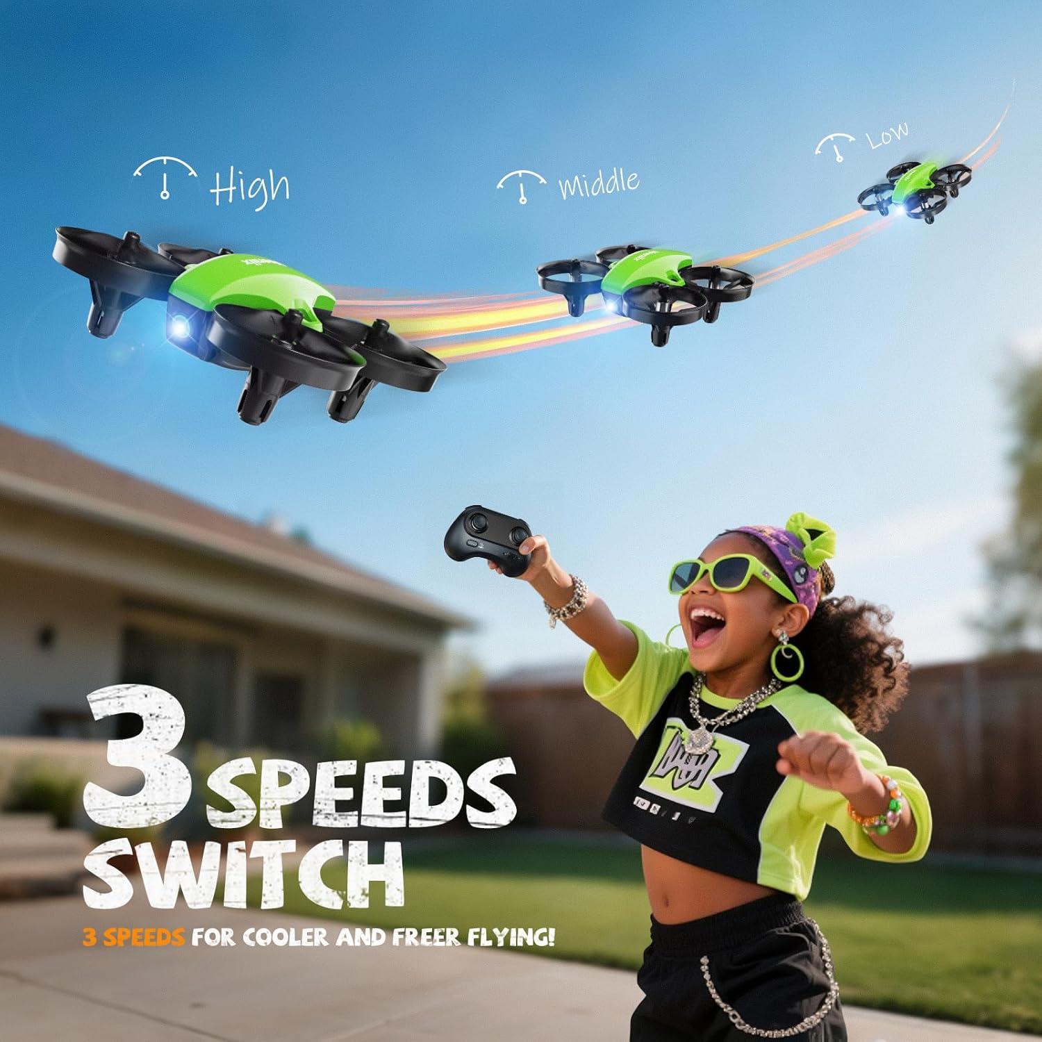 Dron Mini Veeniix V995 Verde para Niños - Vuelo 3D y Acrobacias