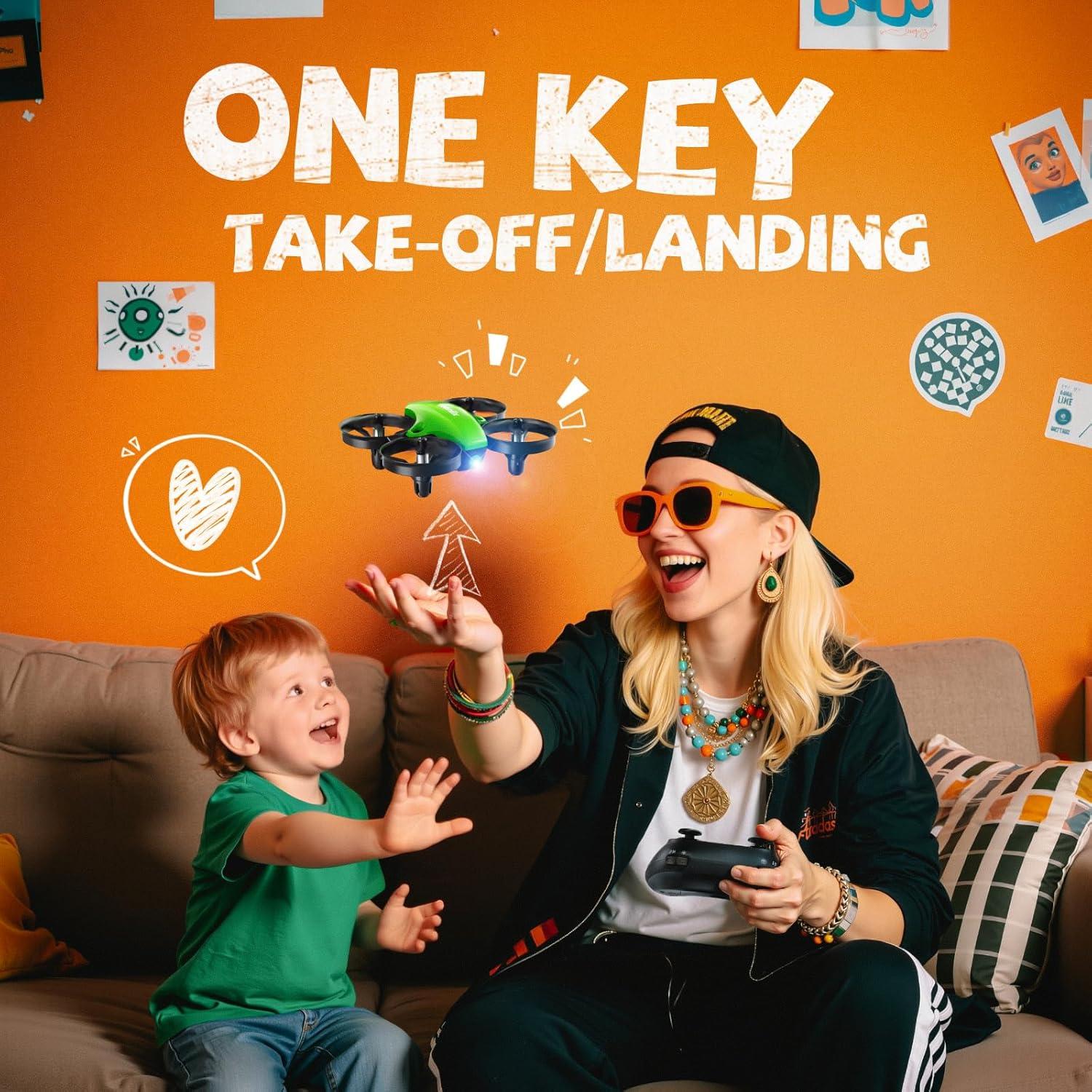 Dron Mini Veeniix V995 Verde para Niños - Vuelo 3D y Acrobacias