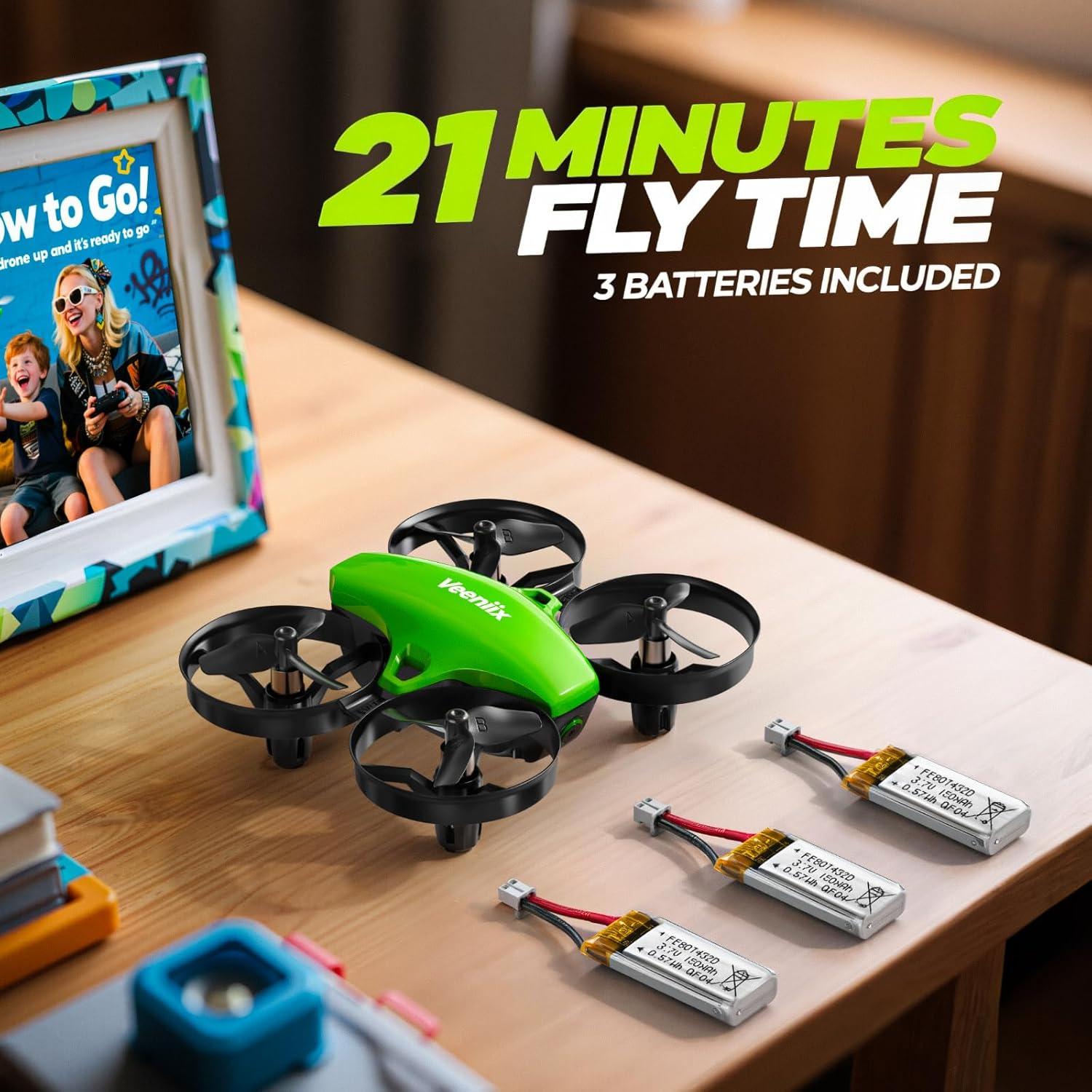 Dron Mini Veeniix V995 Verde para Niños - Vuelo 3D y Acrobacias