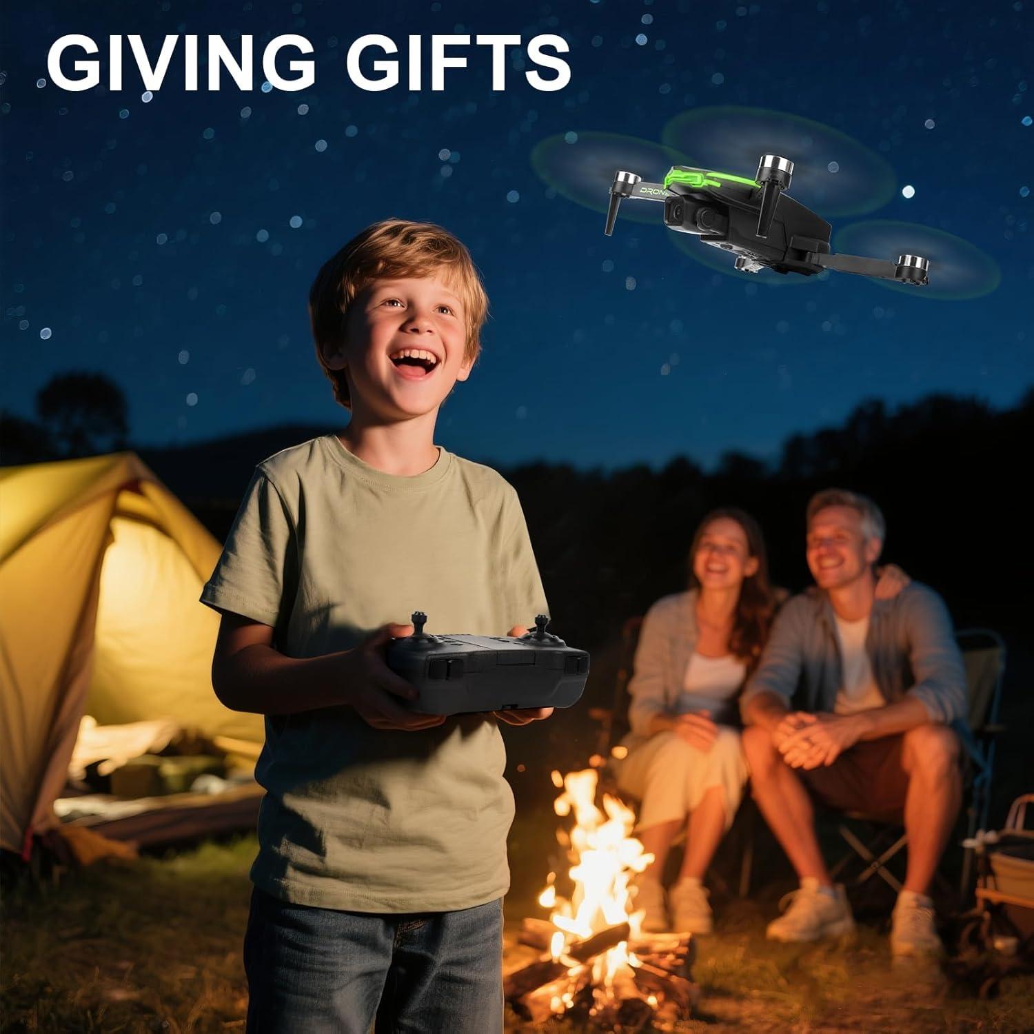 Drone CQDAKET X7 con cámara 1080P, 2 baterías, azul