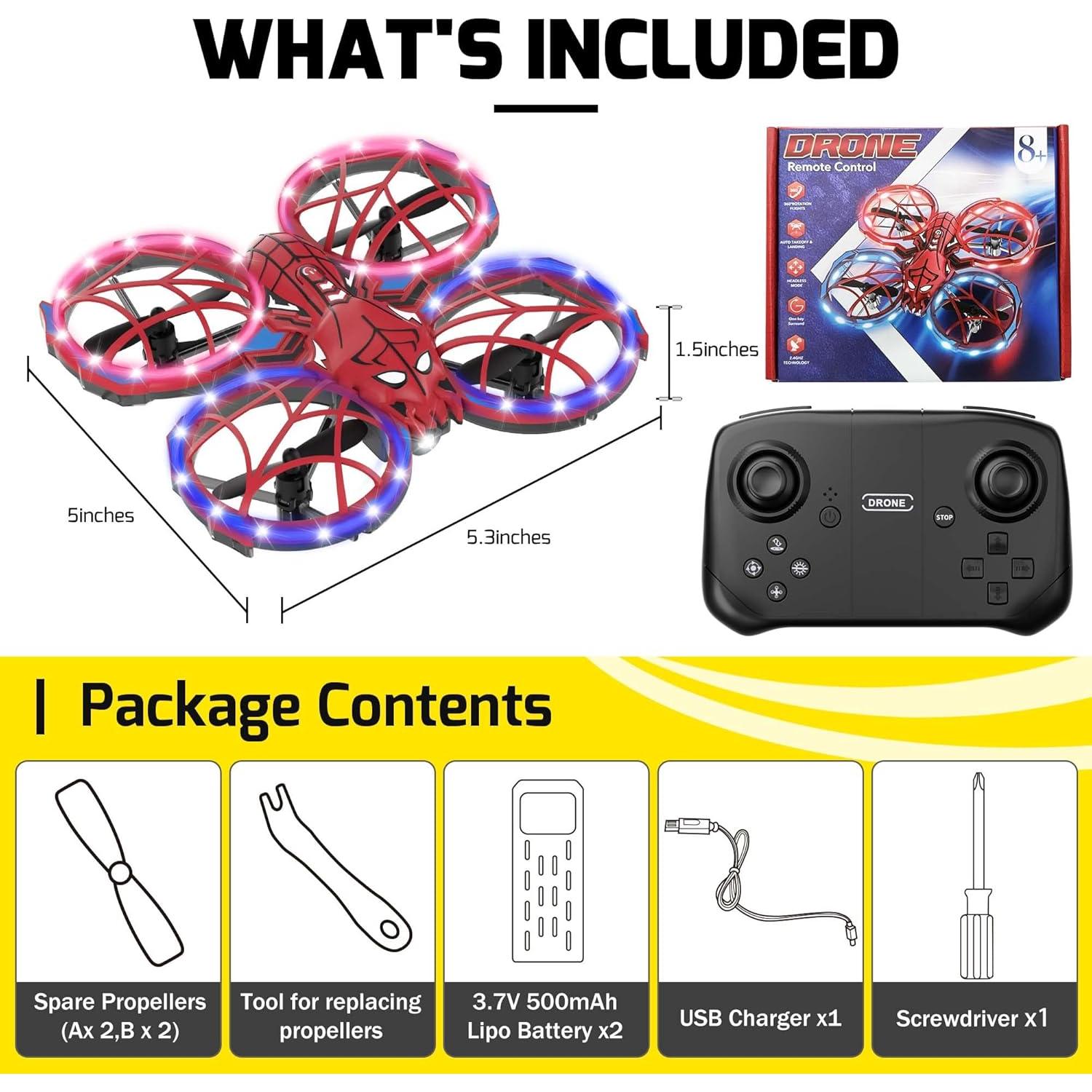 Mini Drone RC Punieayi Araña para Niños con 2 Baterías