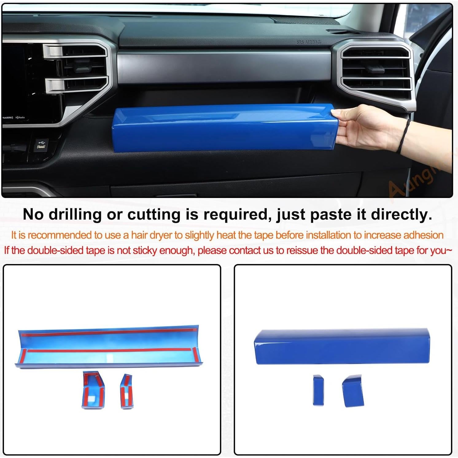 Cubierta Panel Central Aunginsy para Toyota Tundra/Sequoia 2022-2025 Azul