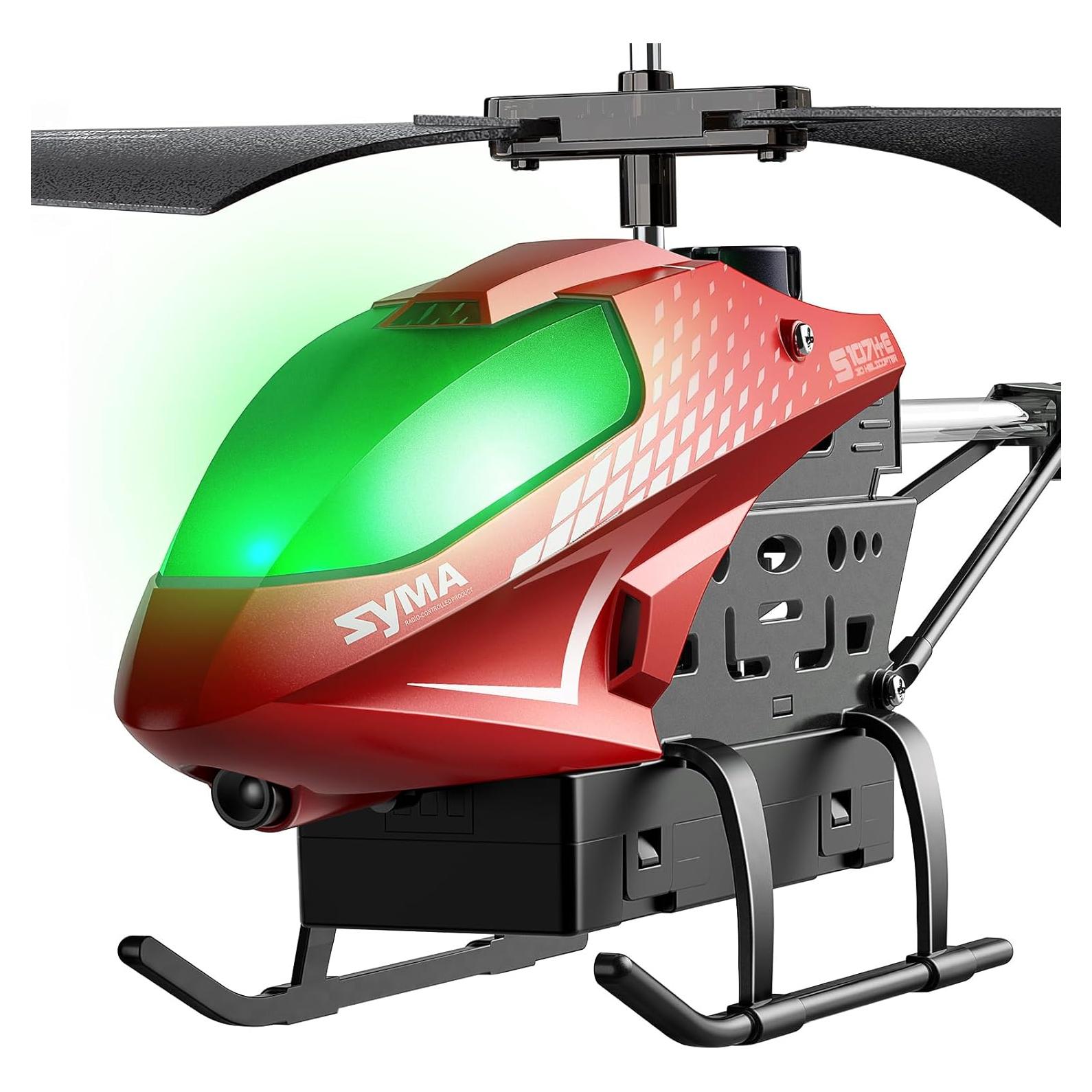 Helicóptero RC SYMA S107H-E Rojo, 40 Min de Vuelo, LED
