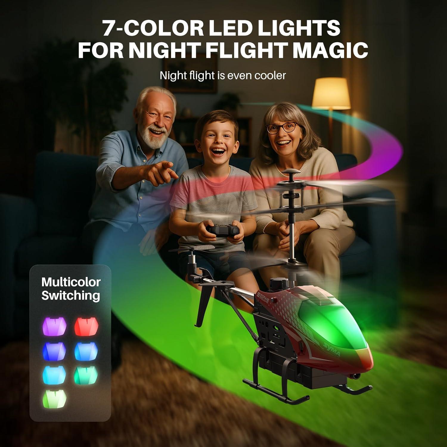 Helicóptero RC SYMA S107H-E Rojo, 40 Min de Vuelo, LED