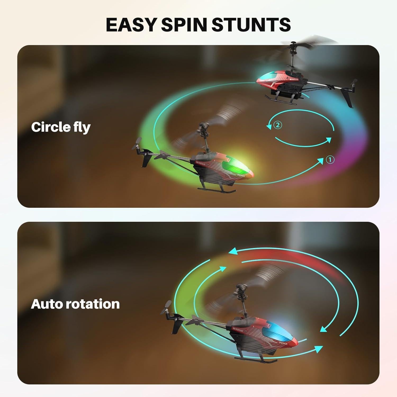 Helicóptero RC SYMA S107H-E Rojo, 40 Min de Vuelo, LED