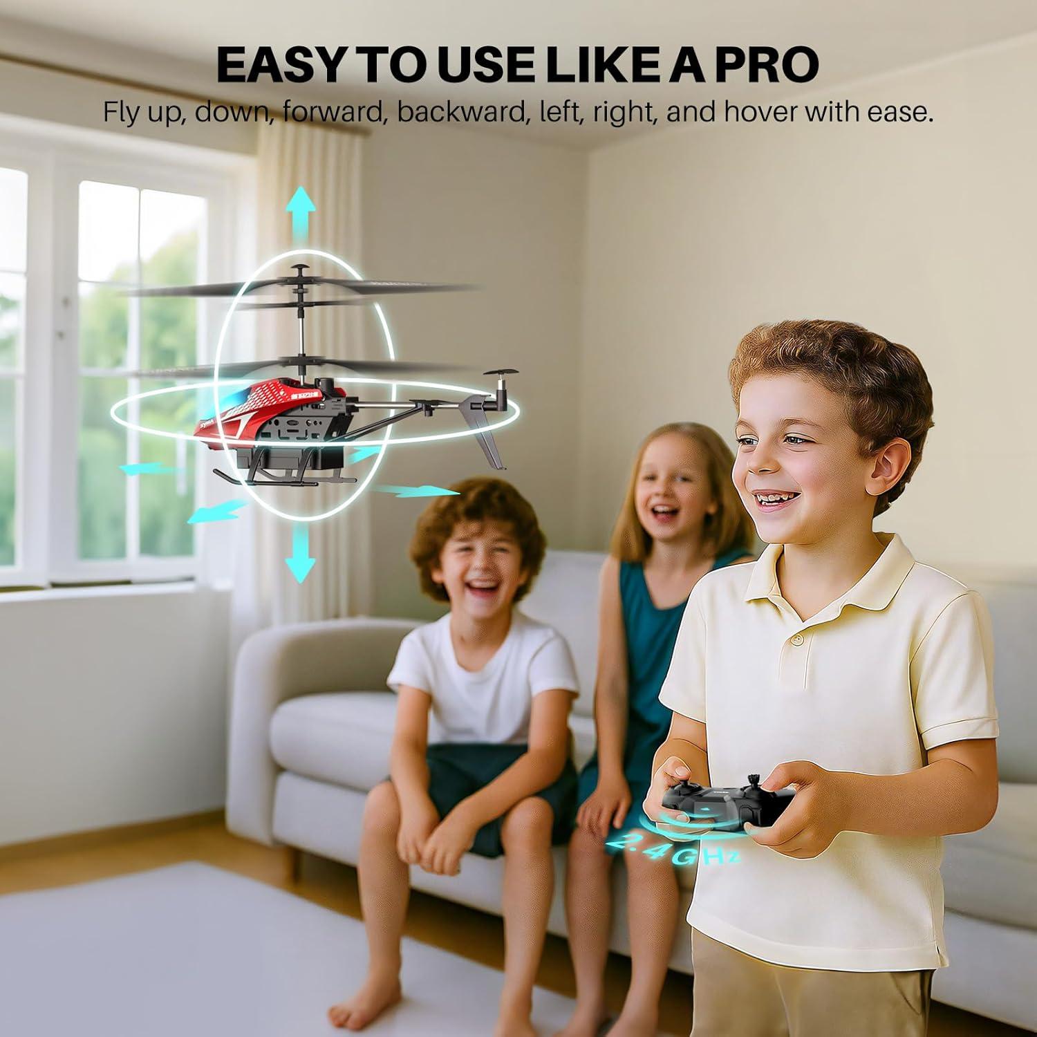 Helicóptero RC SYMA S107H-E Rojo, 40 Min de Vuelo, LED