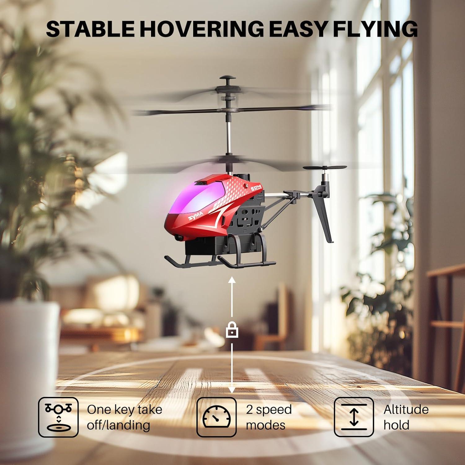 Helicóptero RC SYMA S107H-E Rojo, 40 Min de Vuelo, LED