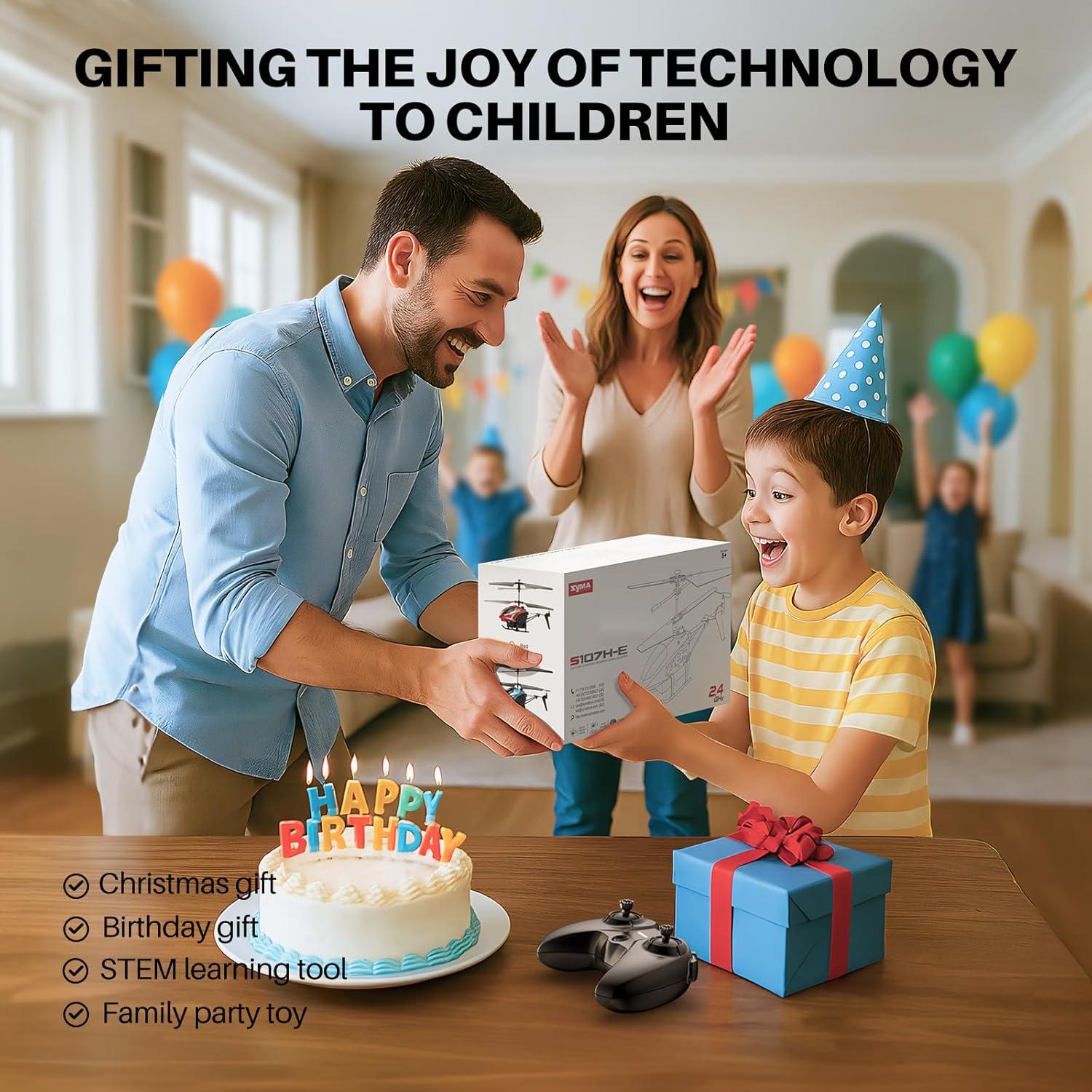 Helicóptero RC SYMA S107H-E Rojo, 40 Min de Vuelo, LED