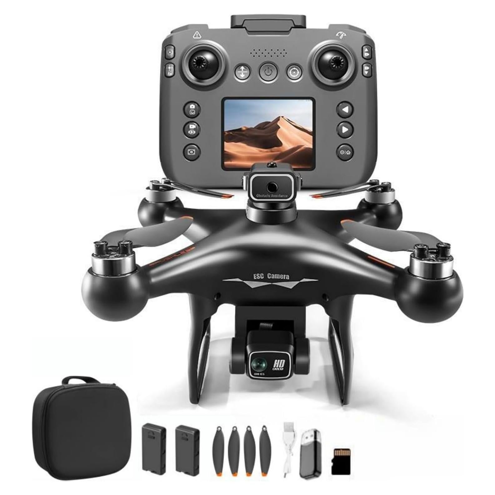 Dron Cuadricóptero EcuFlyAi-S116 con Pantalla y Doble Cámara 1080P