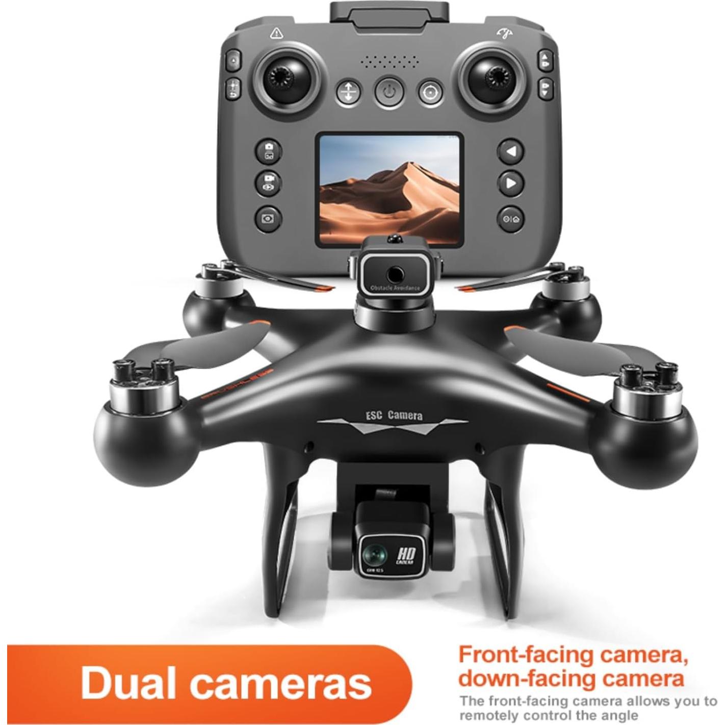 Dron Cuadricóptero EcuFlyAi-S116 con Pantalla y Doble Cámara 1080P