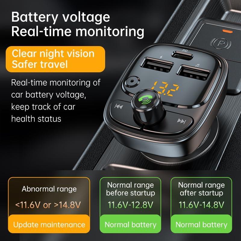 Transmisor FM Bluetooth 5.1 Cargador de Coche FCtianX 30W