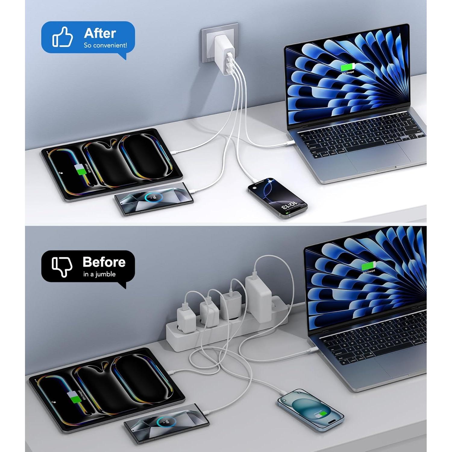 Cargador de Pared USB C BOVICAS 140W 4 Puertos Rápido