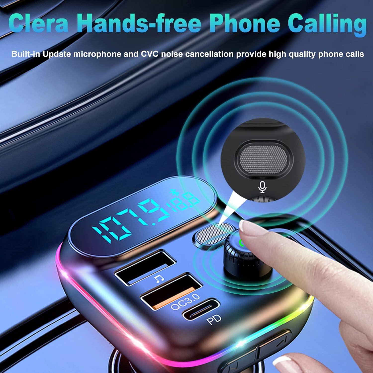 Transmisor FM Bluetooth 5.0 VR con Carga Rápida 20W y LED