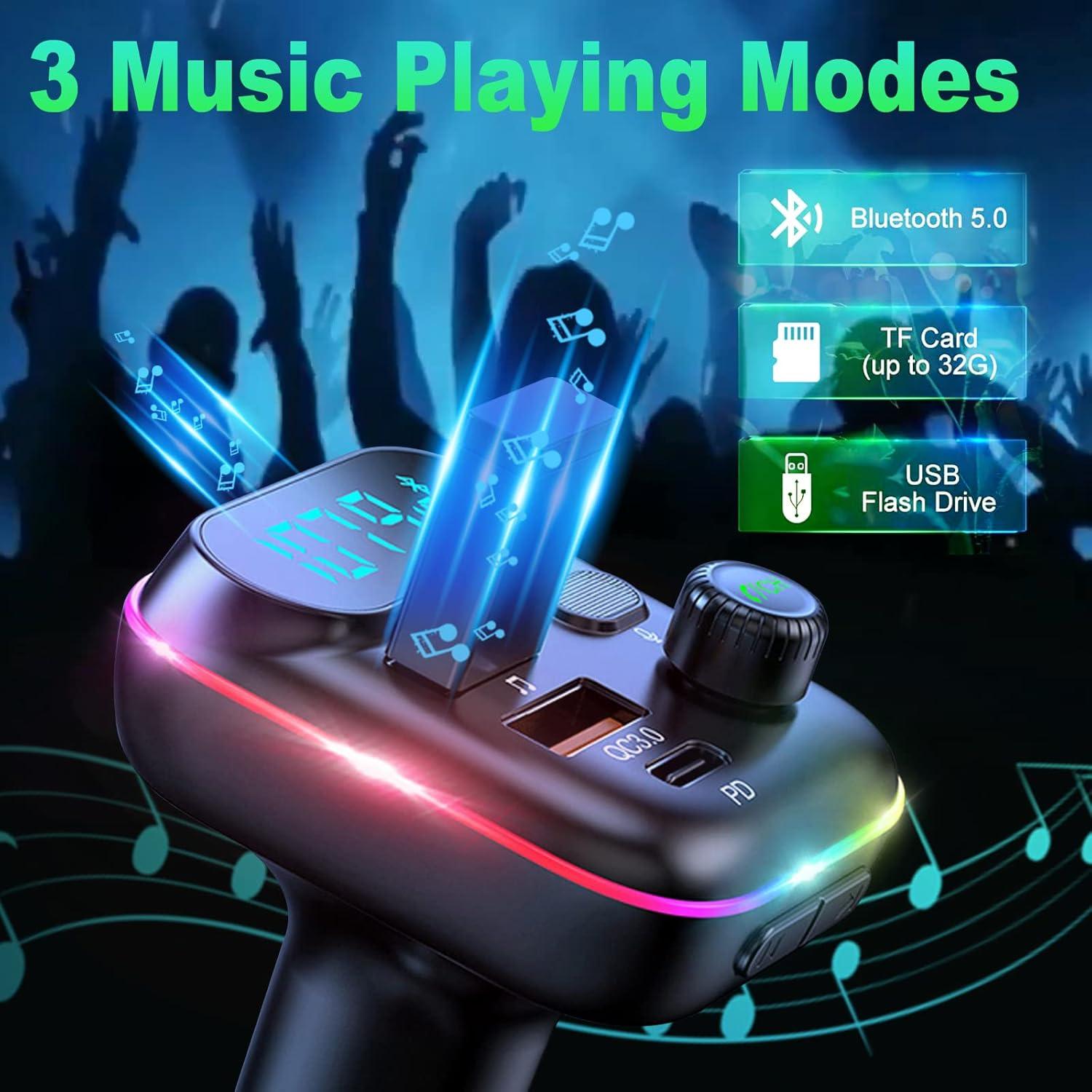 Transmisor FM Bluetooth 5.0 VR con Carga Rápida 20W y LED